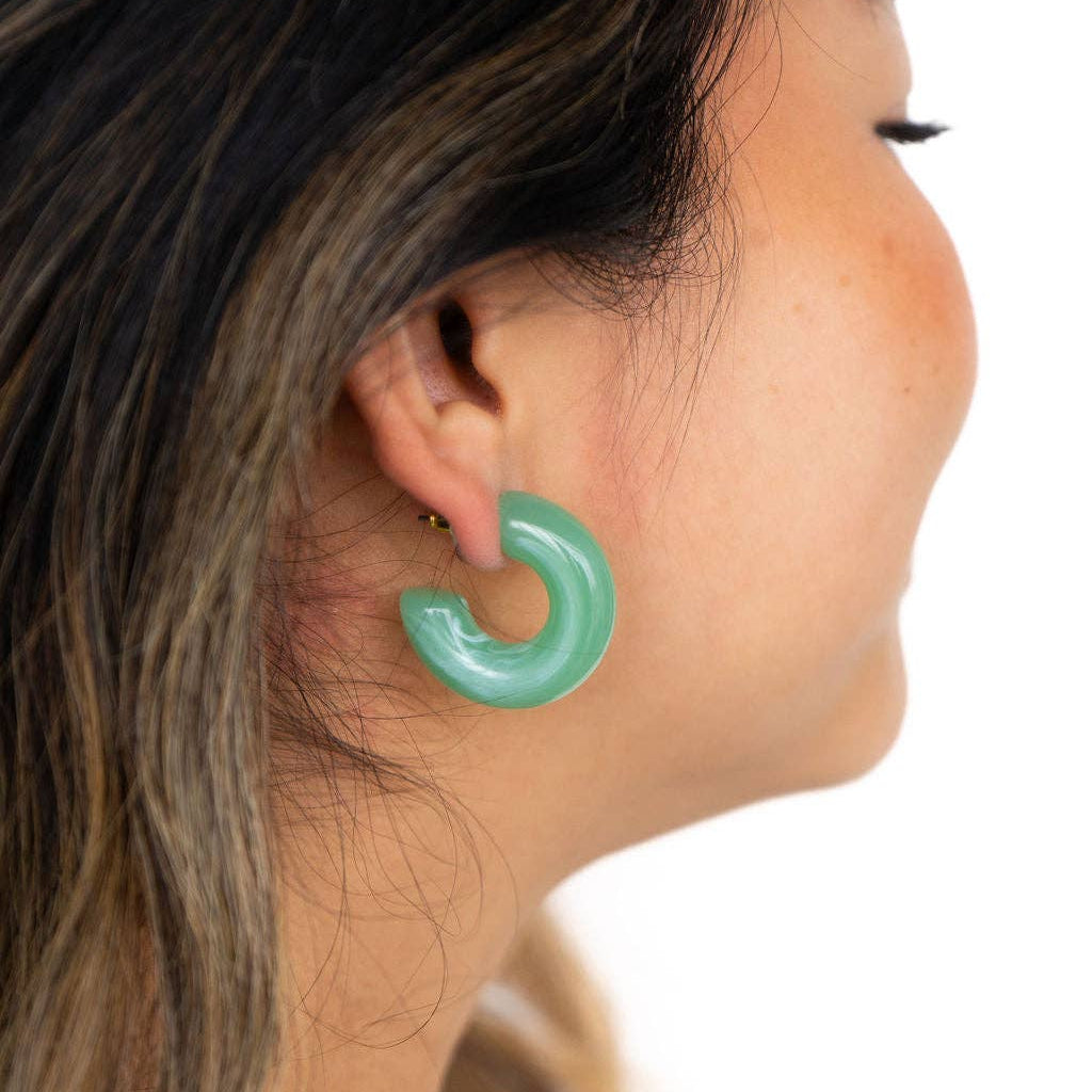 Chloe Hoops in Sage
