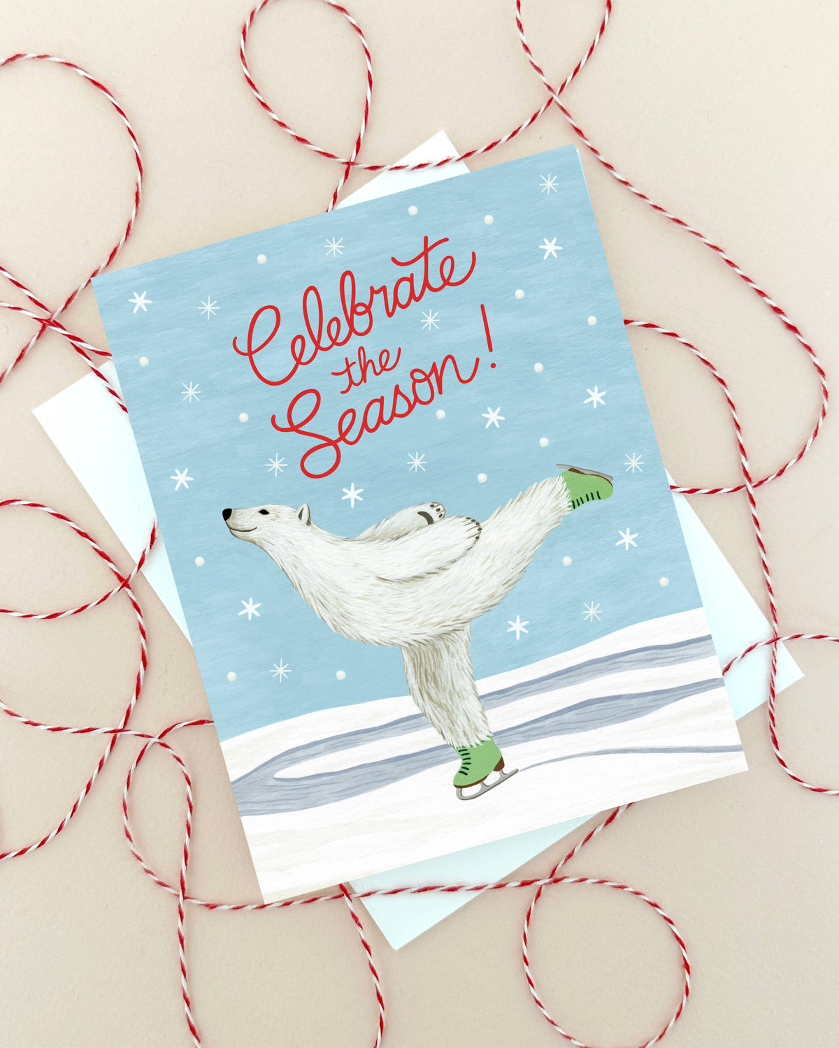 Polar Bear Ice Skating Card - Boxed Set of 8