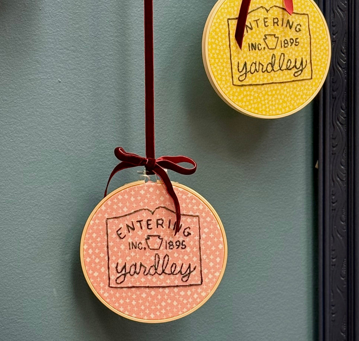 Yardley Town Sign Embroidery Hoop Art