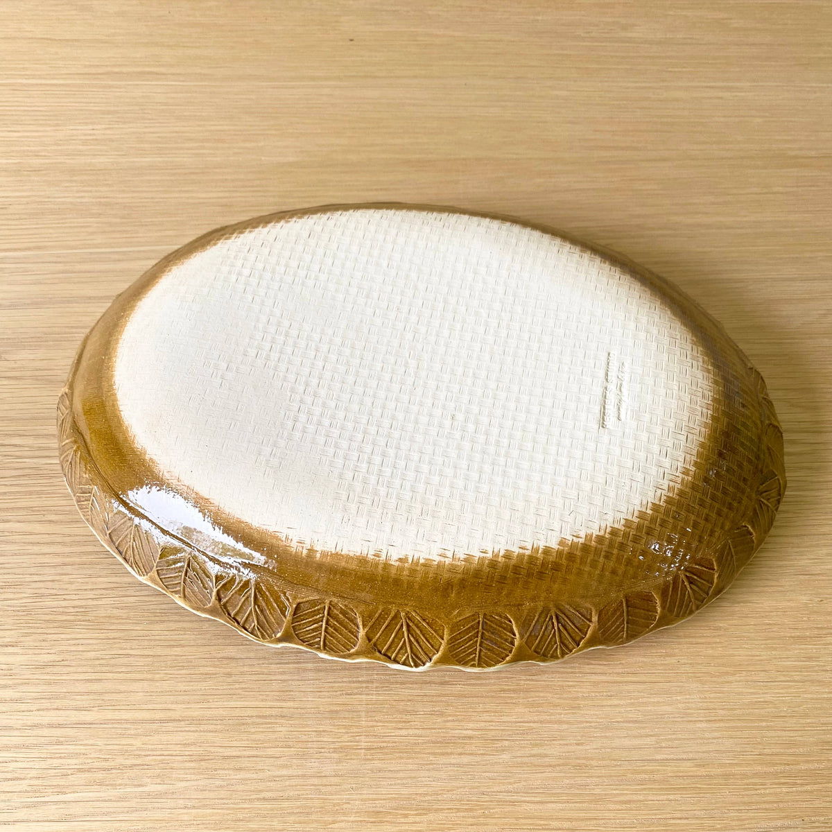 Oval Ceramic Serving Platter w/ Lavender & Leaf Pattern