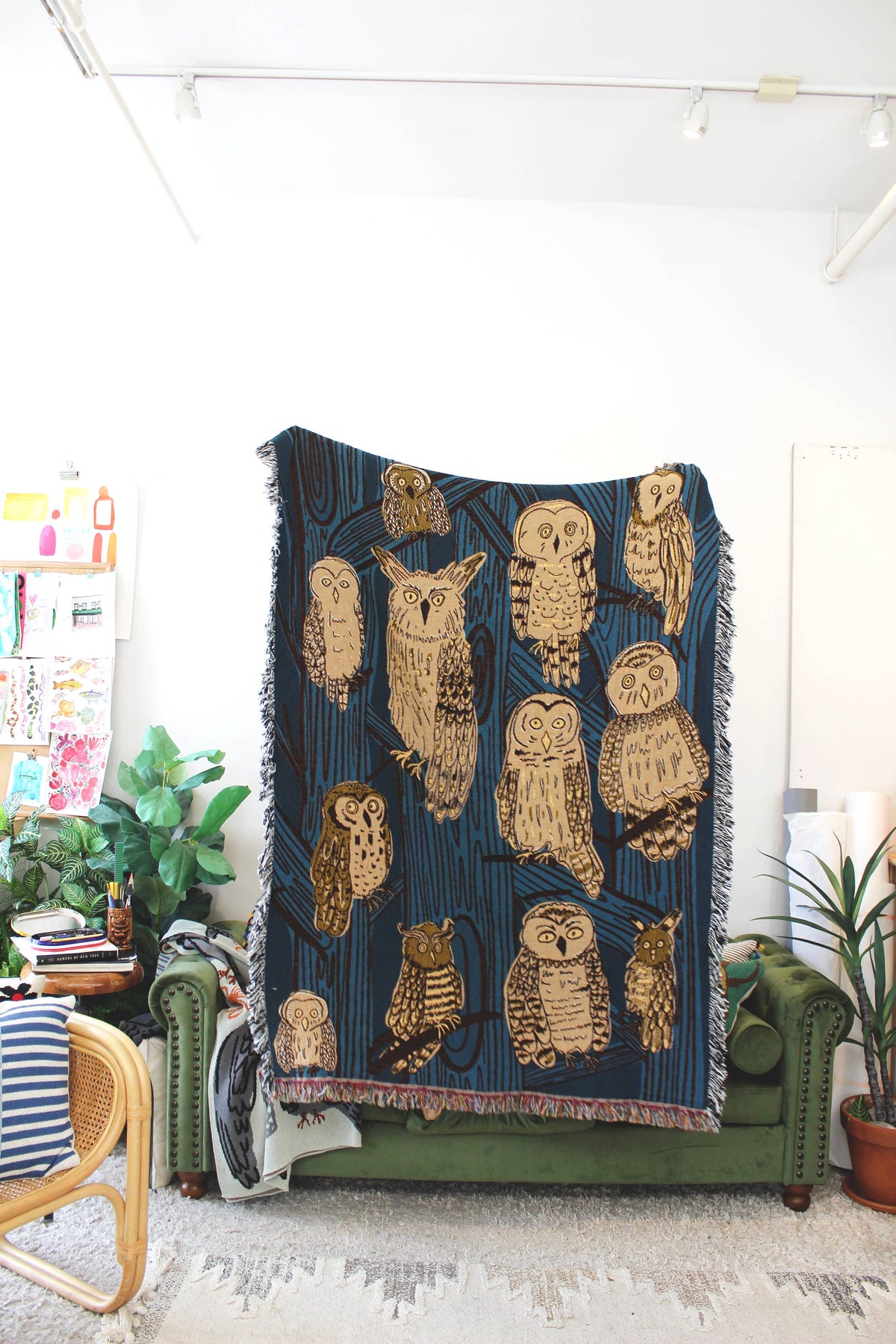Owl Village Tapestry Blanket 