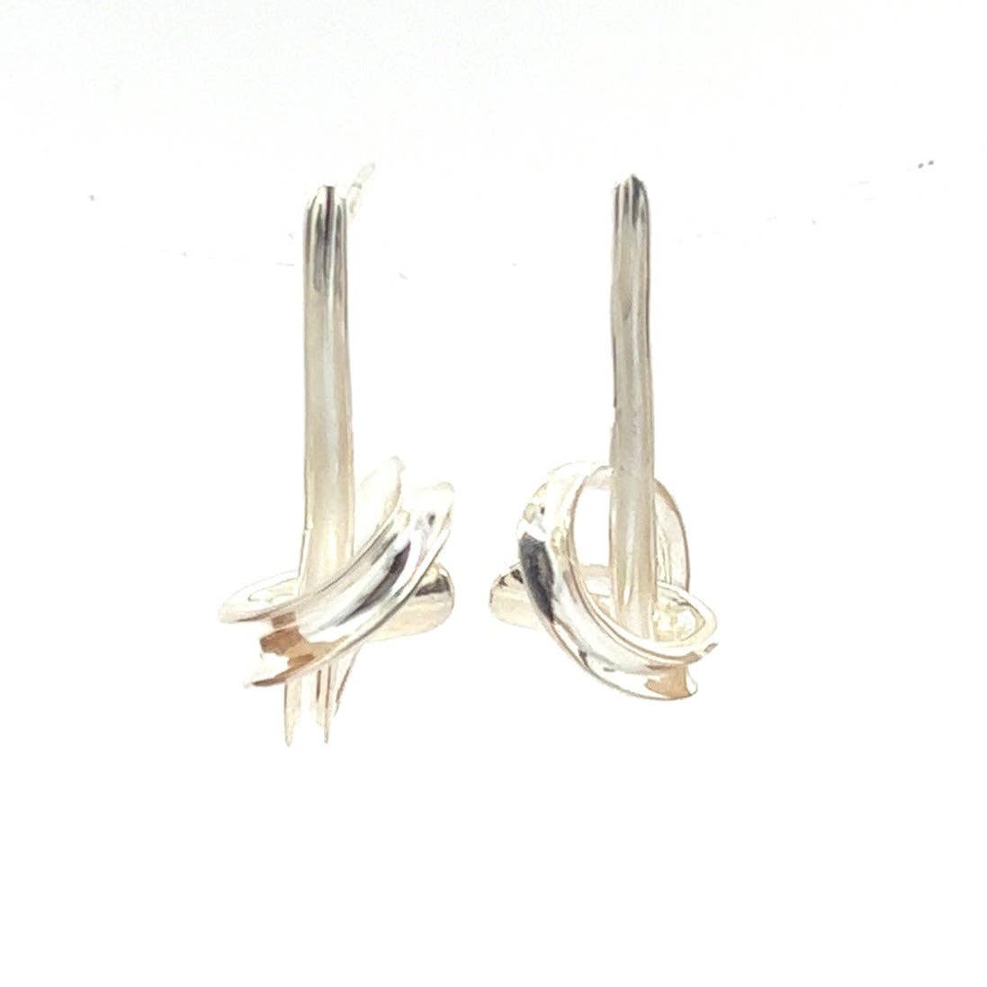 Twin Twist Knot Earrings - Brass