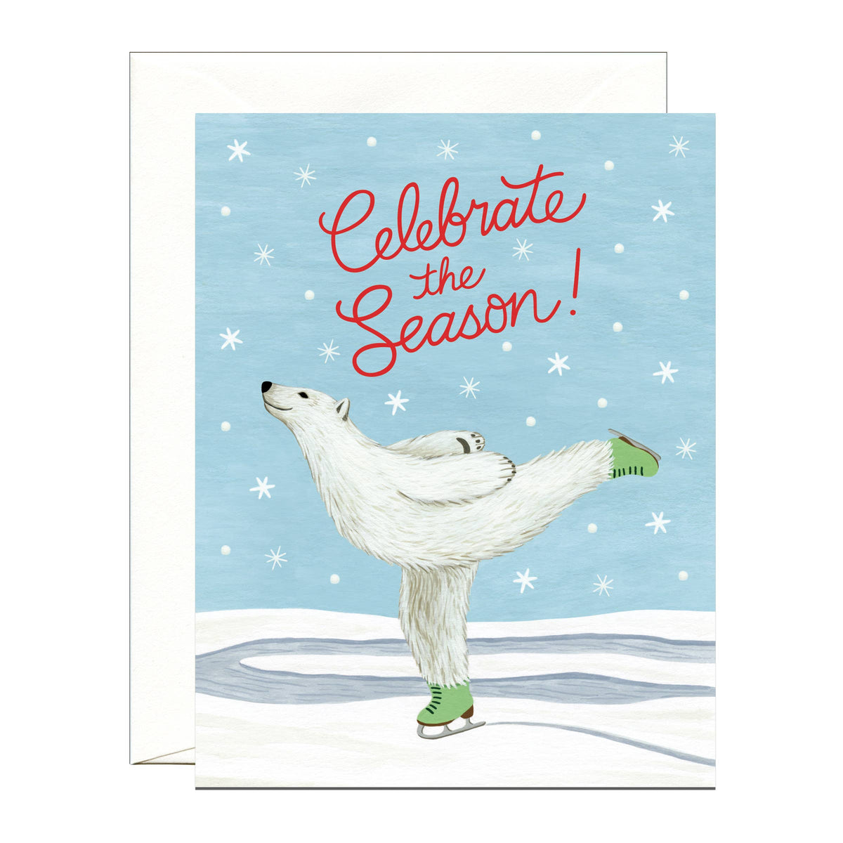 Polar Bear Ice Skating Card - Boxed Set of 8
