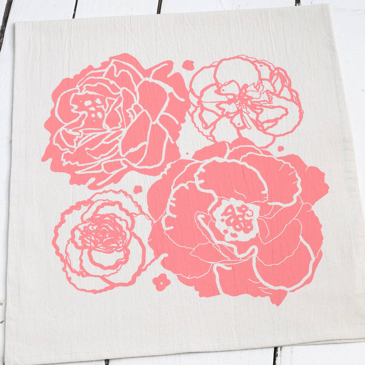 Peony Blossom Tea Towel - Pink