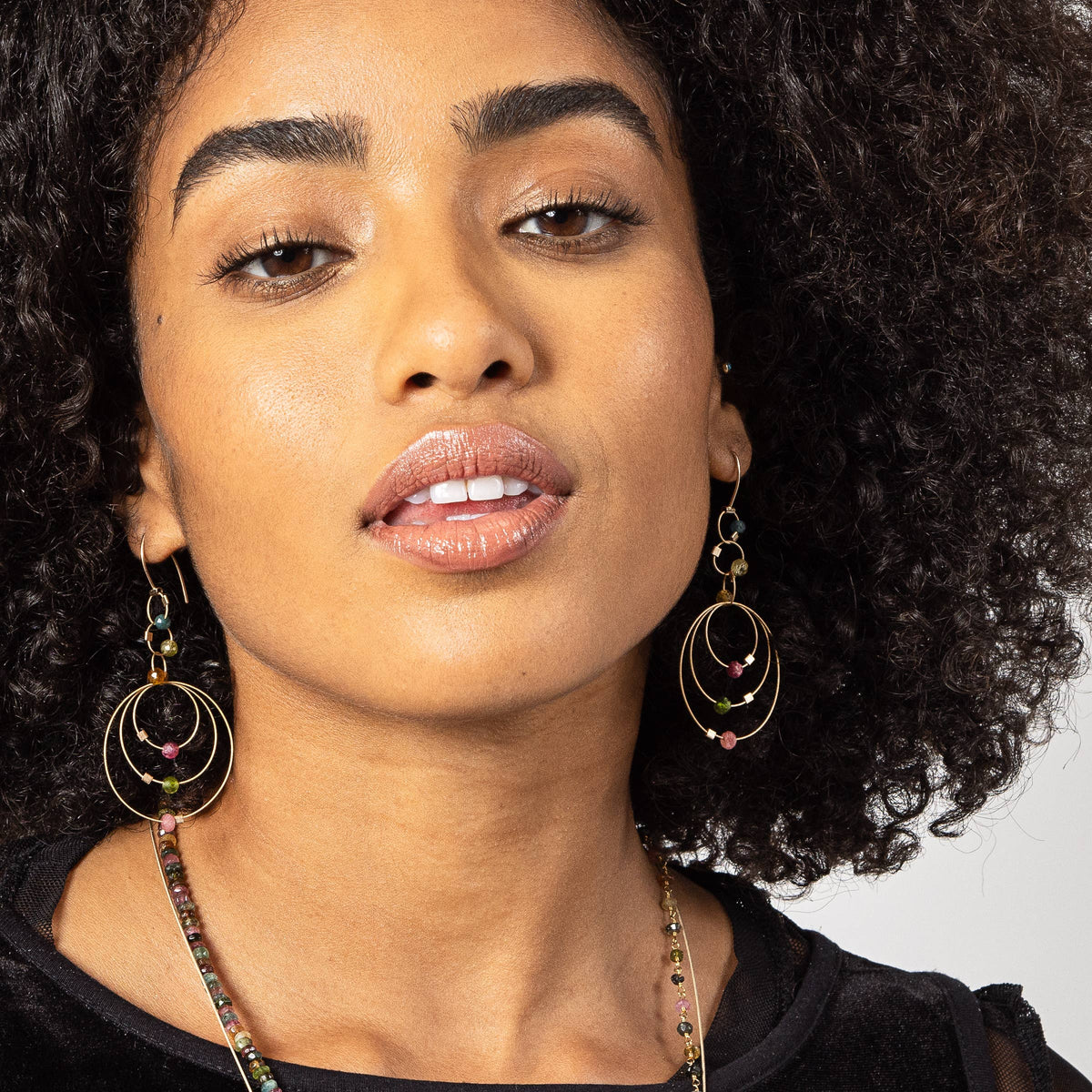 Tourmaline Exclamation Hook Earrings