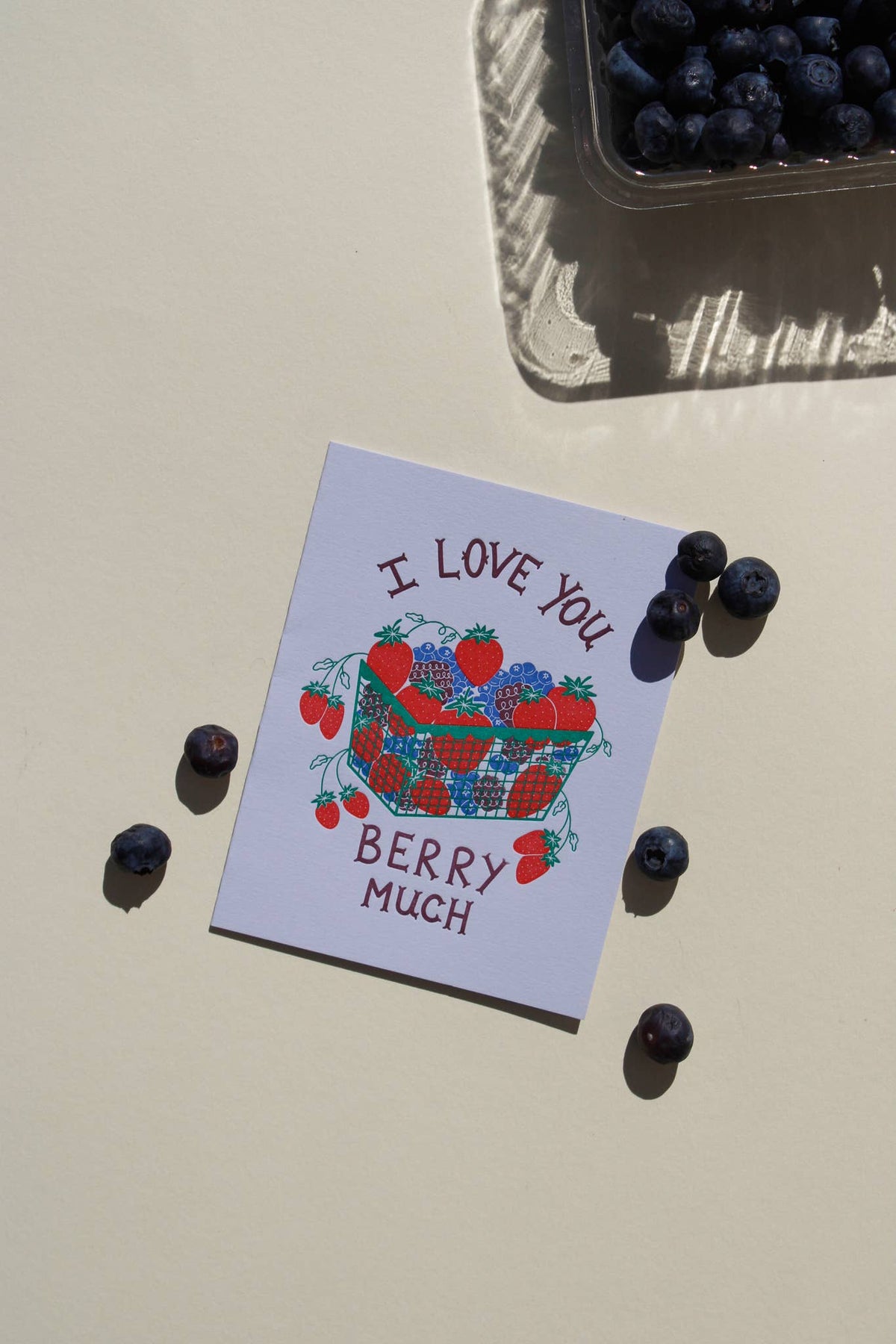 I Love You Berry Much Letterpress Greeting Card