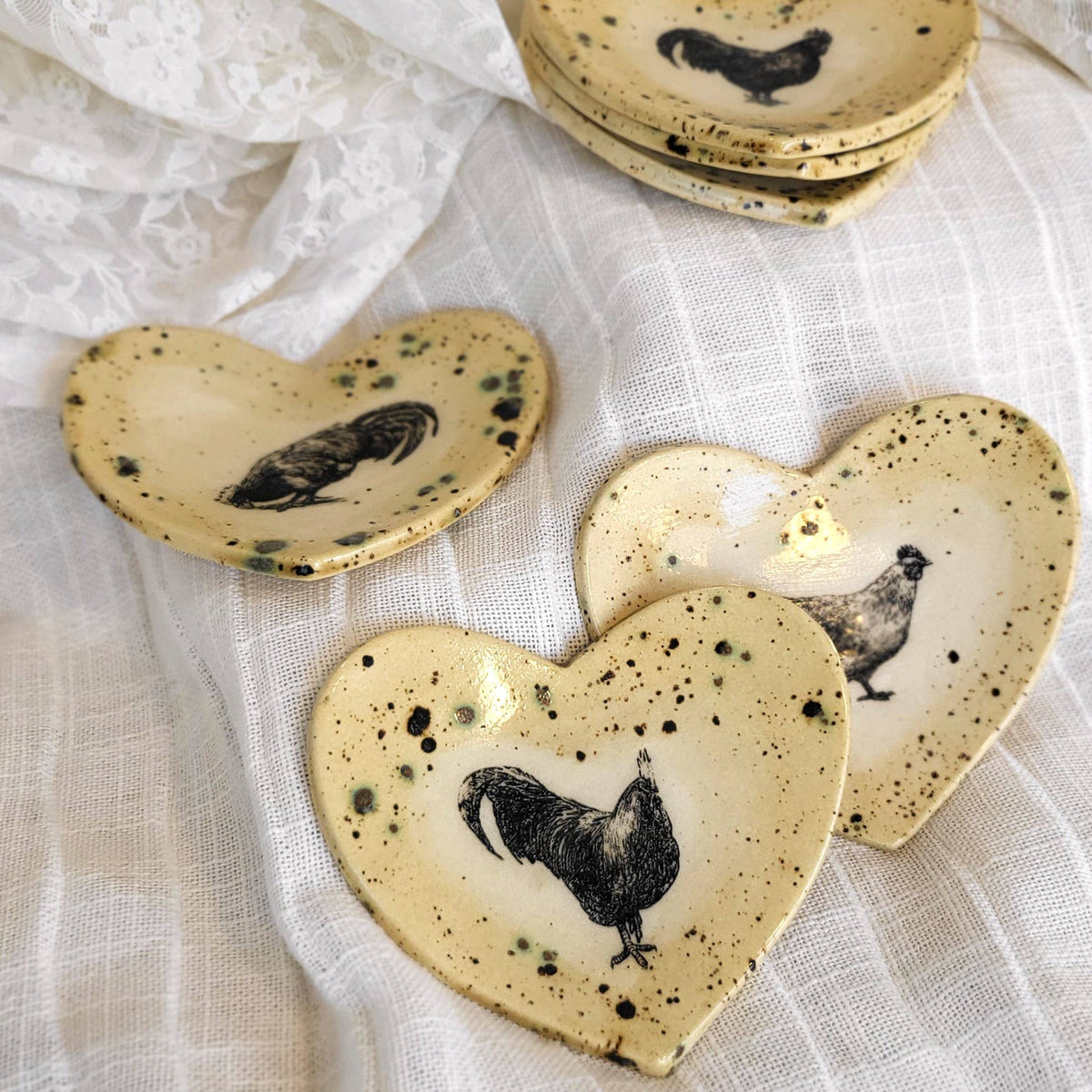 Heart Shaped Chicken Trinket Dishes