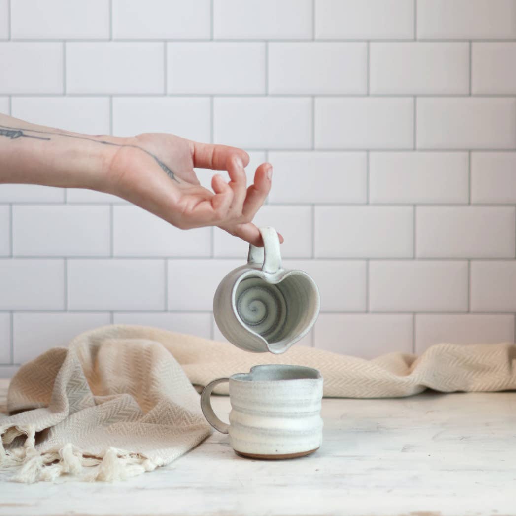 Handmade Heart-Shaped Mug &amp; Creamer
