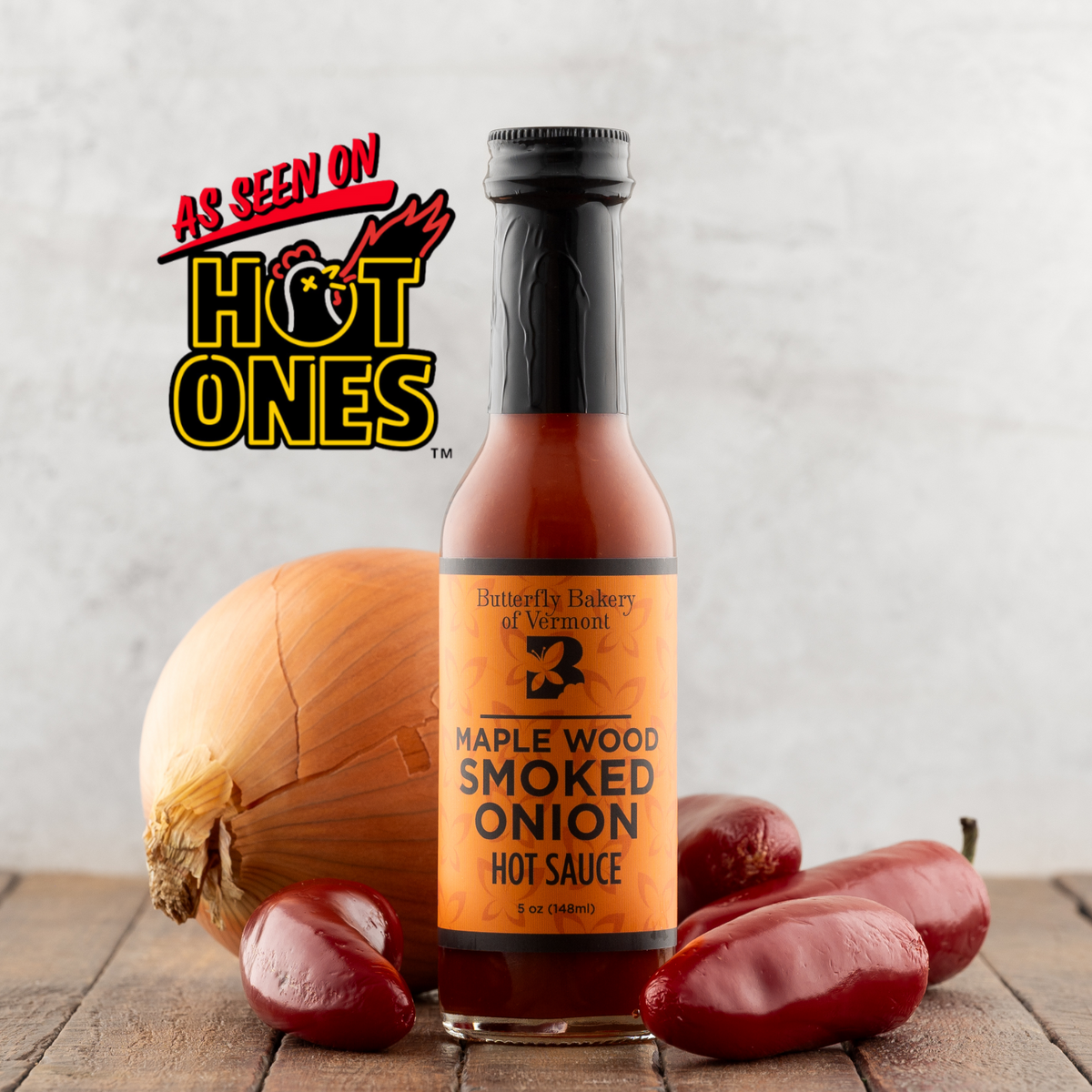 Maple Wood Smoked Onion Hot Sauce (5oz)