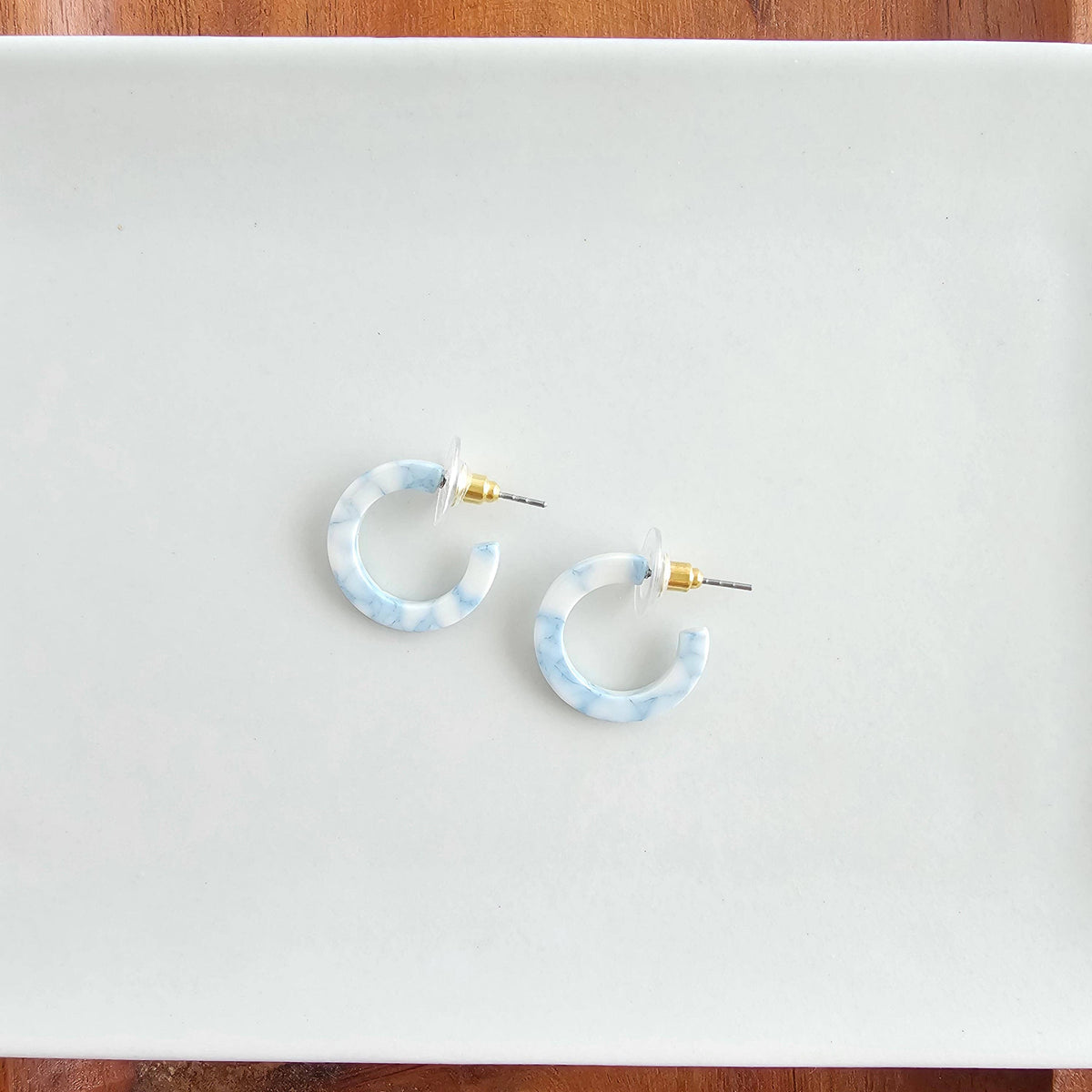 Micro Cam Mini Hoops in Saltwater Blue
