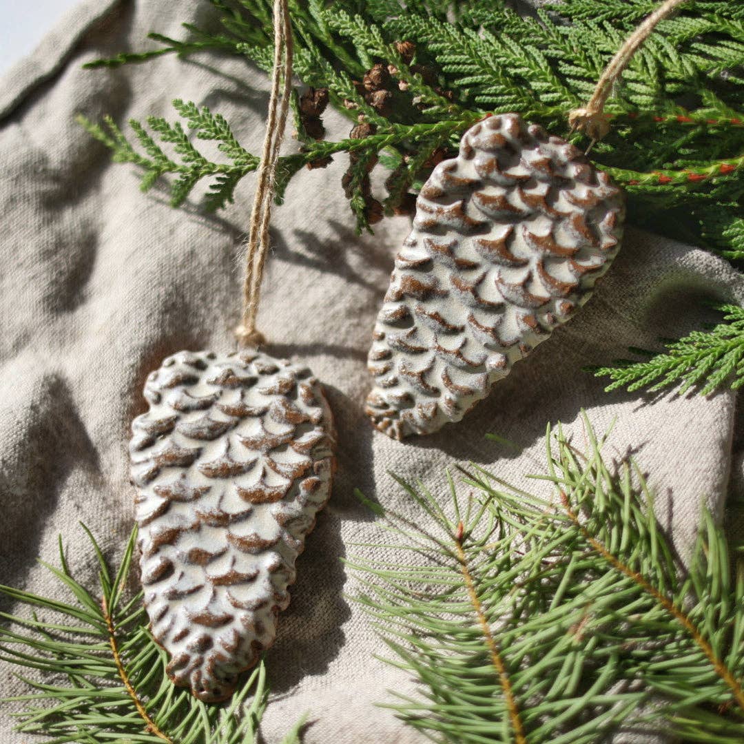 Pinecone Large Stoneware Ornament