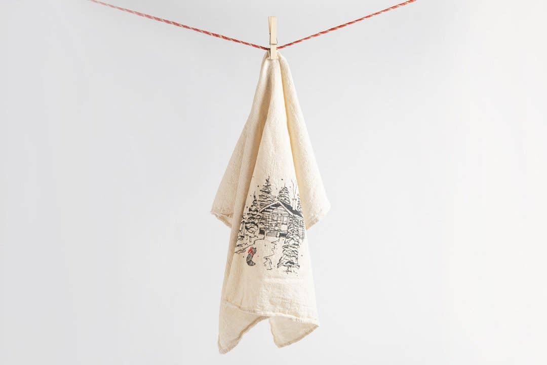 Fox at Cabin Kitchen Towel