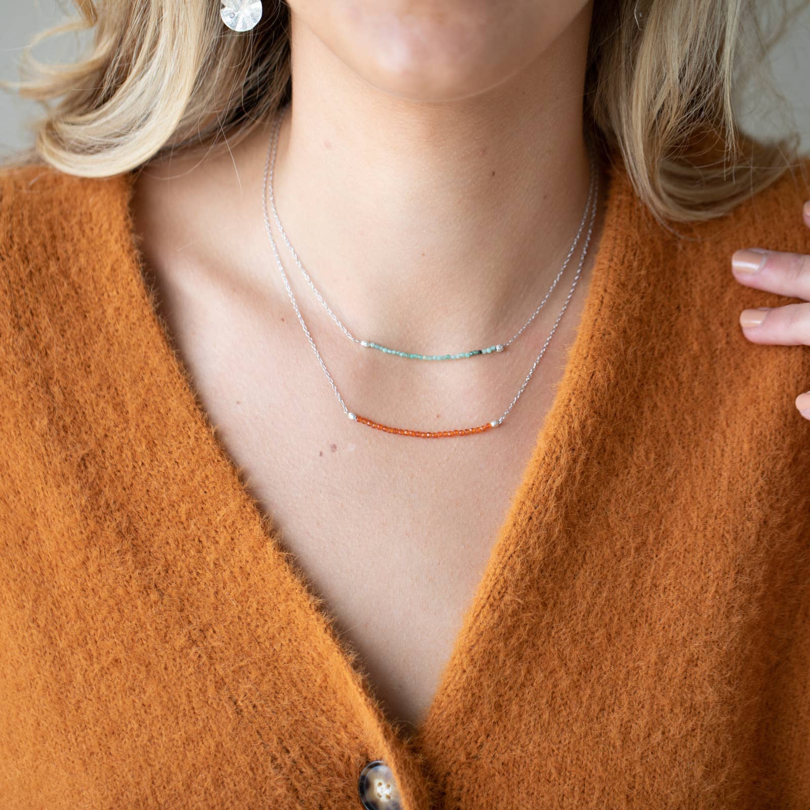 natural gemstone stone necklaces on sterling silver chains 