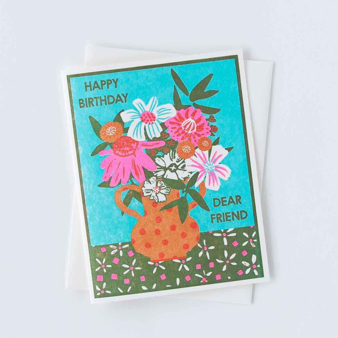 Happy Birthday Dear Friend Letterpress Card