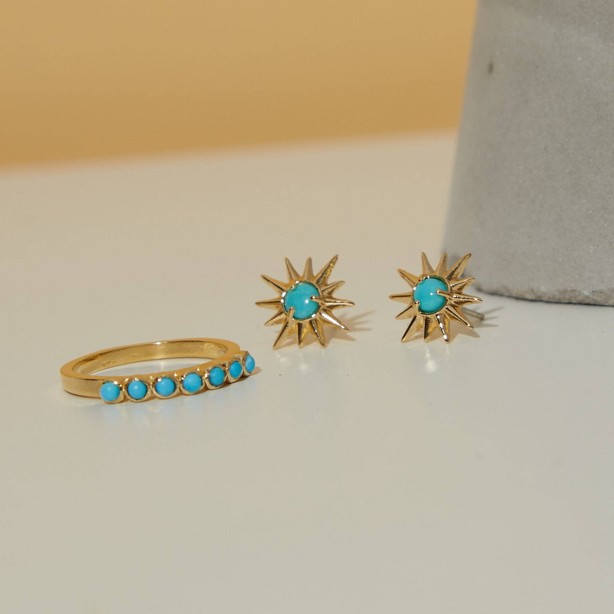 Starburst Stud Earrings with Turquoise