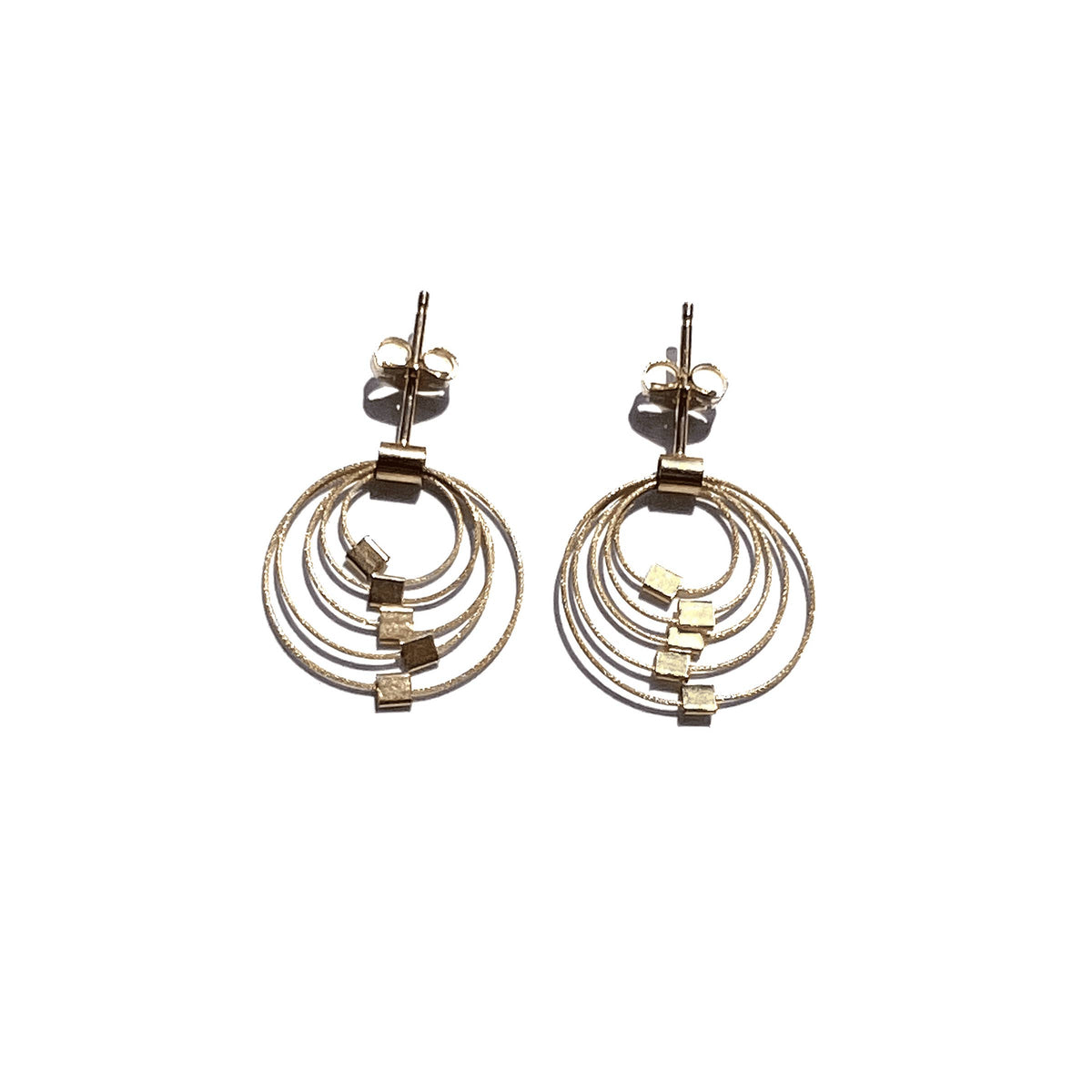 Mini Circles Post Earrings with Black Cable