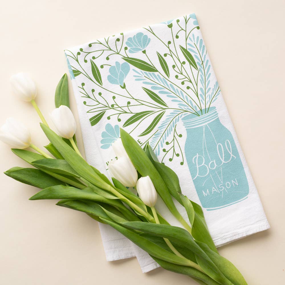 Mason Jar Bouquet Tea Towel