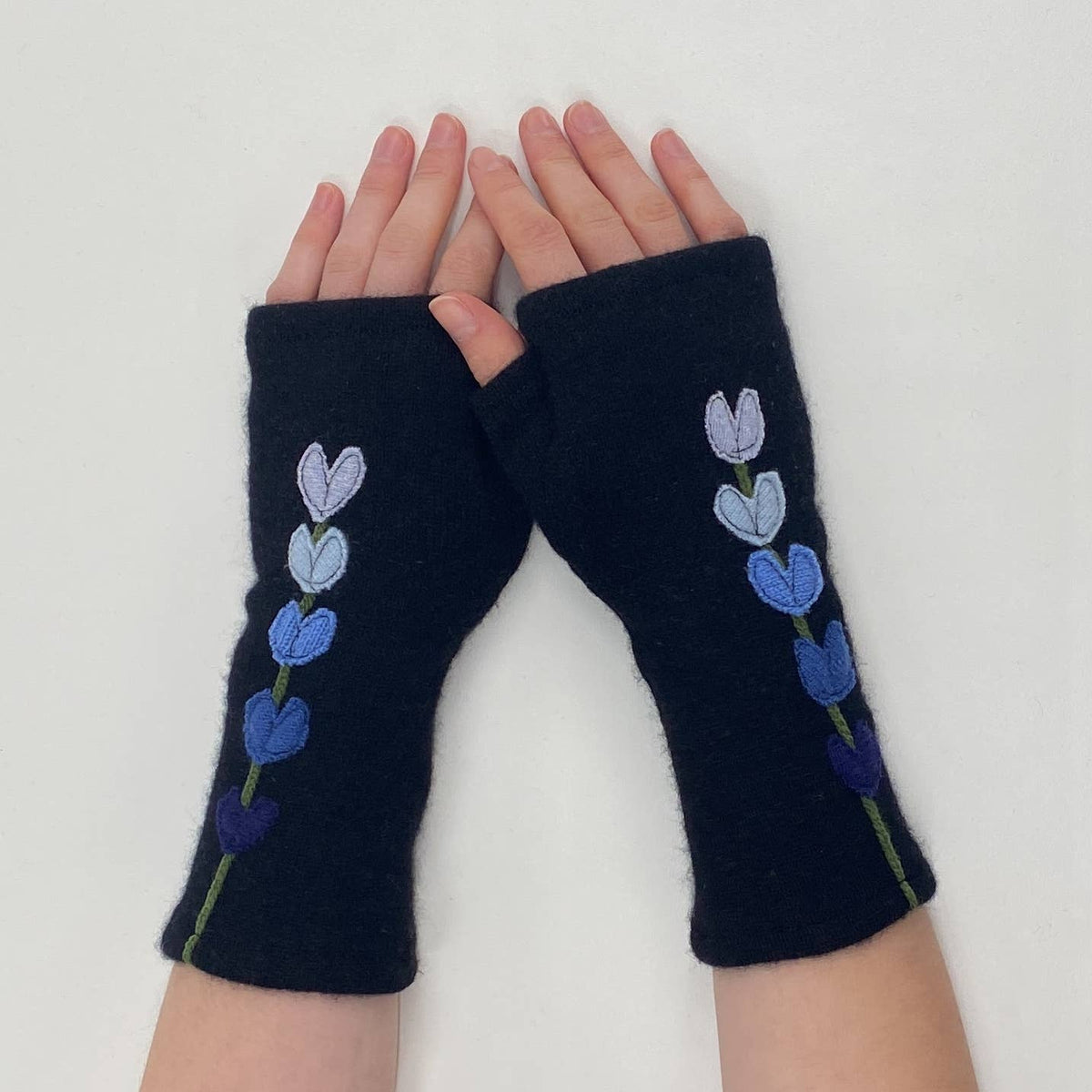 Lupine Gold Fingerless Cashmere Gloves
