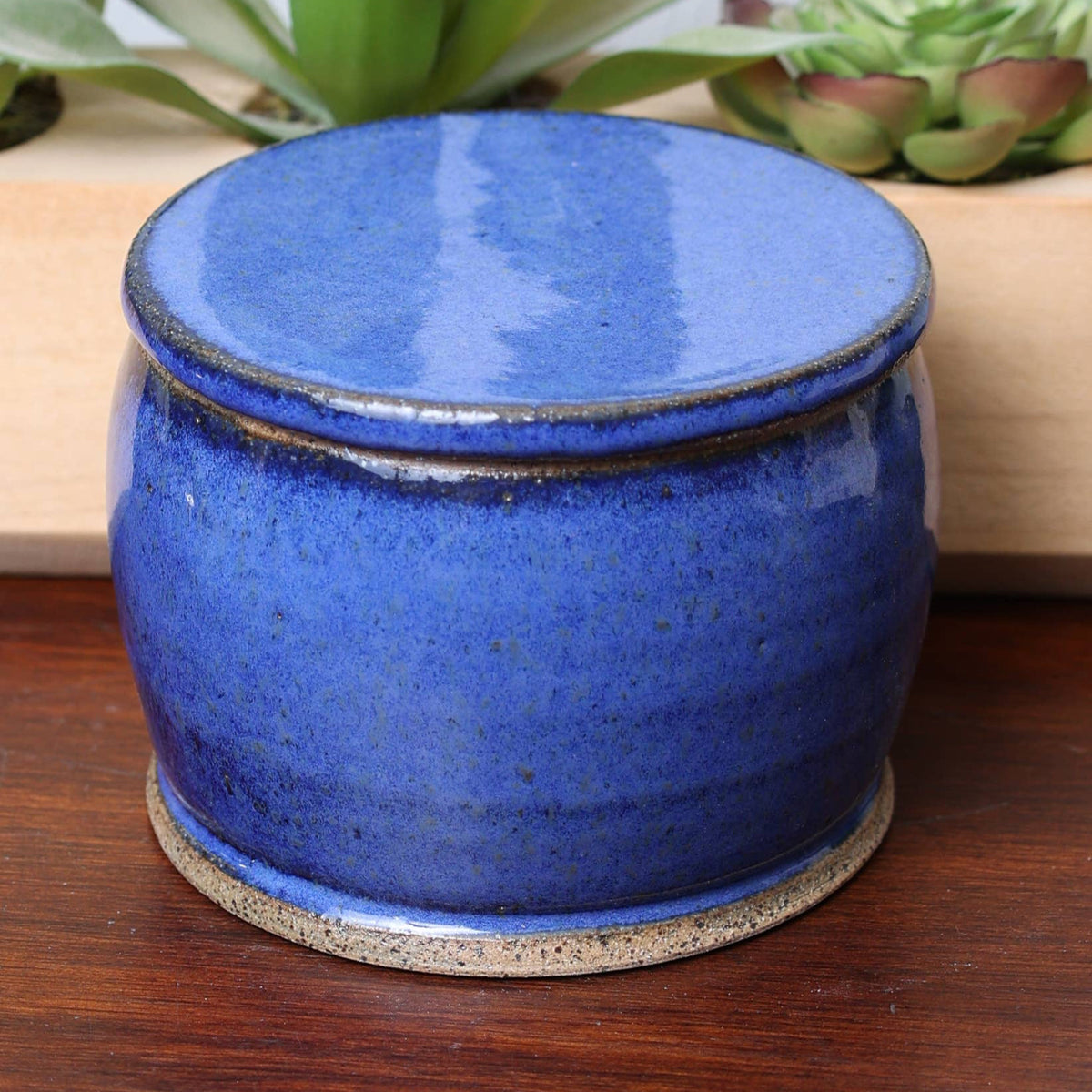 Artisan French Butter Dish Blue