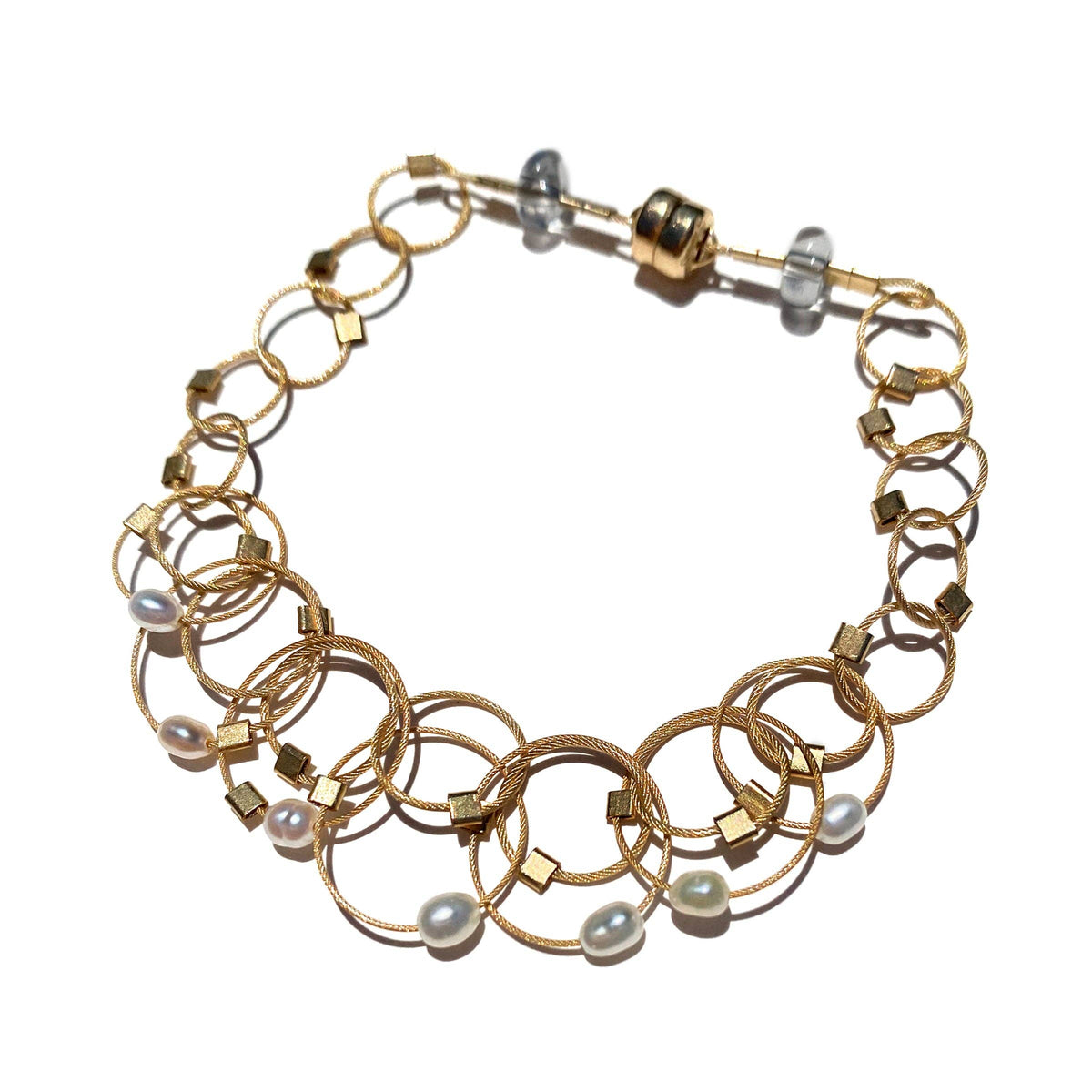 Vertigo Bracelet (Mini): Pearl on Gold Cable with Gold Hardware / 7.25&quot;/Medium
