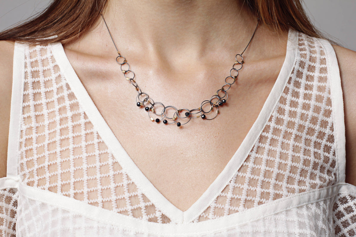 Turquoise Mini Vertigo Necklace with Gold Cable