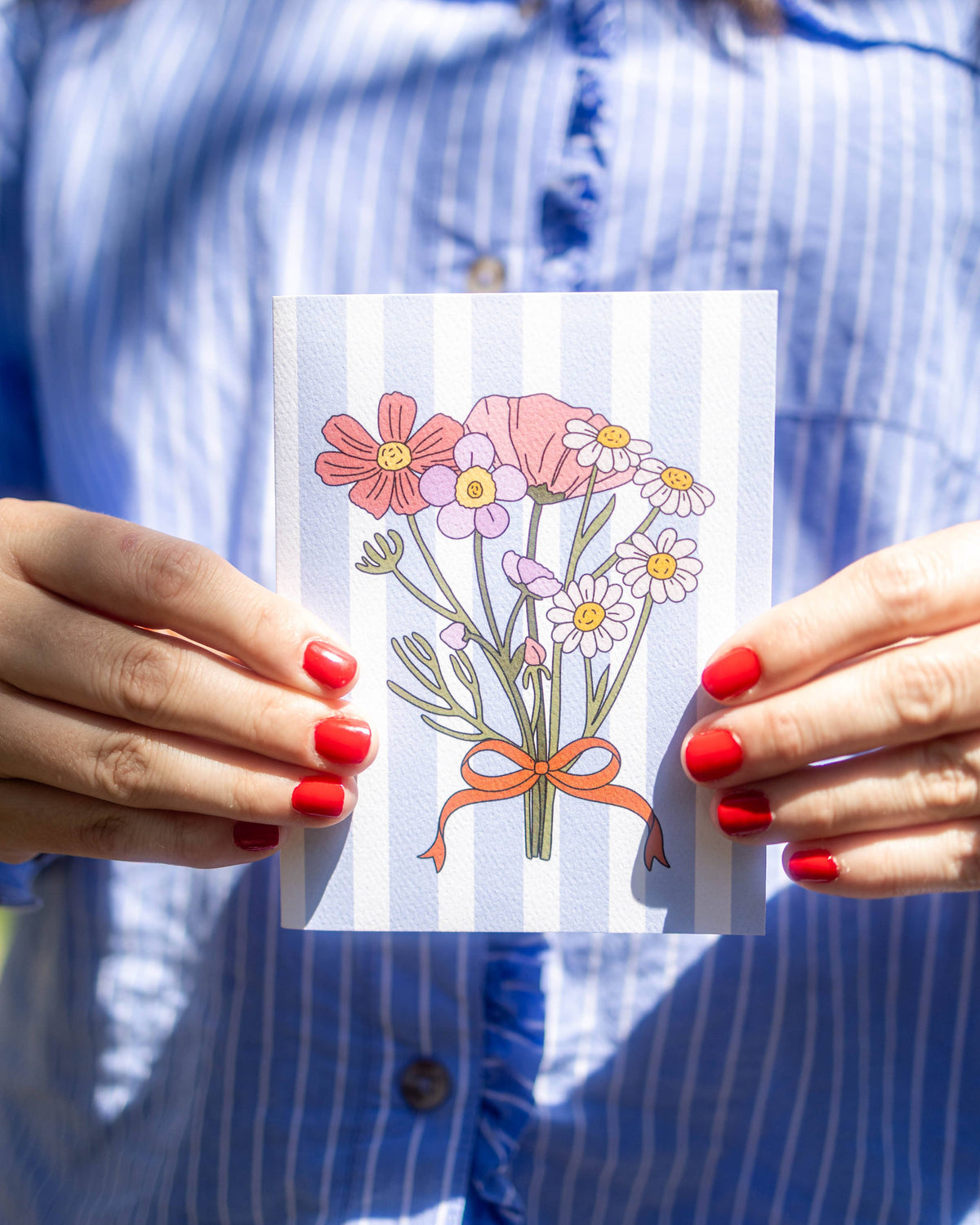 Bunch Of Flowers Striped Card
