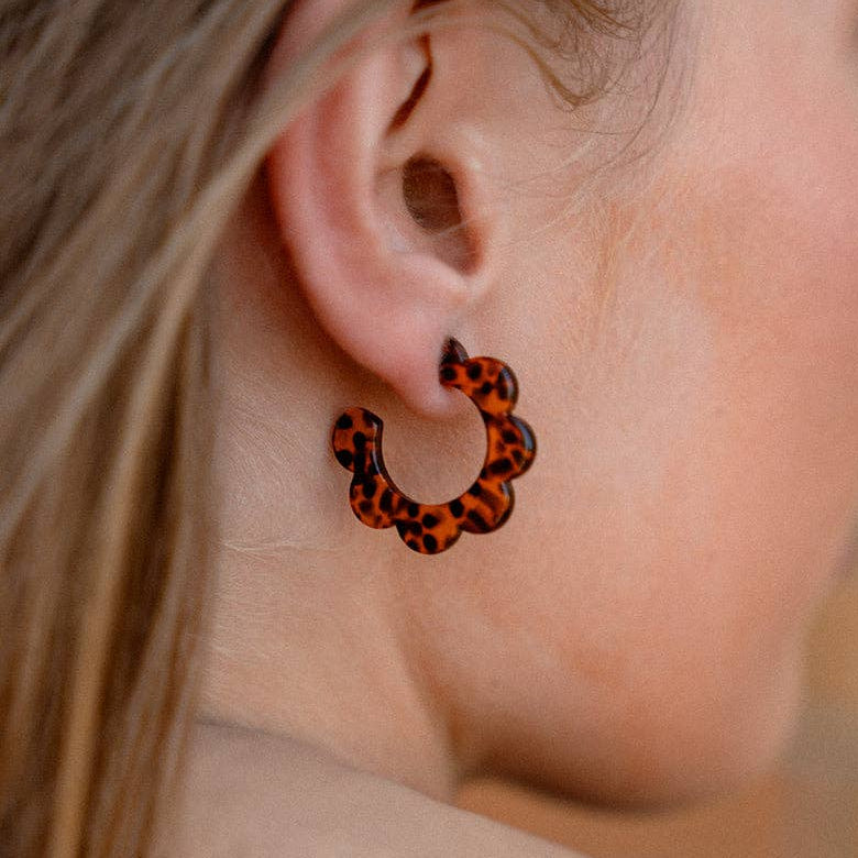 Flora Mini Hoops in Amber Dot