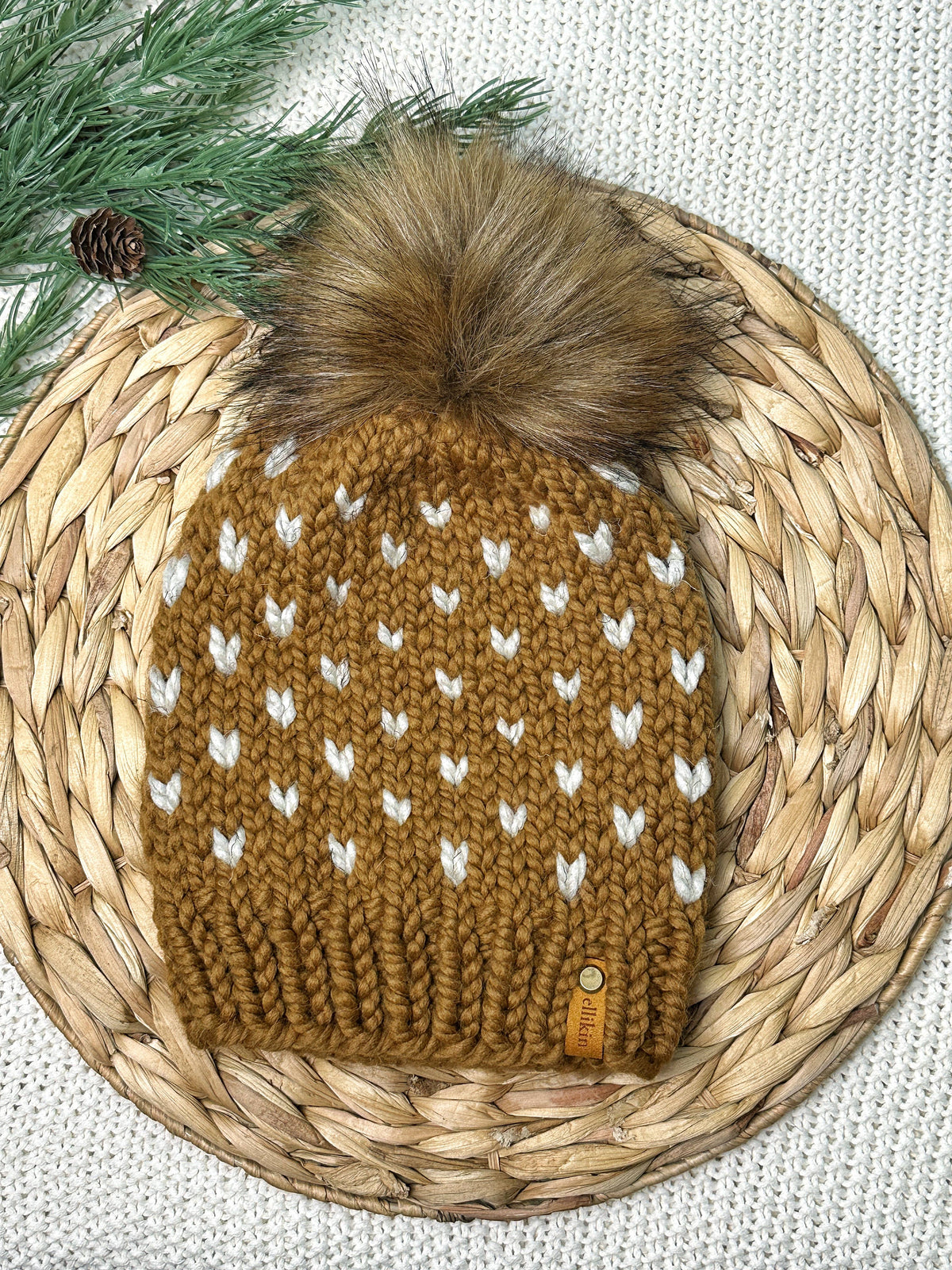 Little Hearts Beanie in Golden Wheat