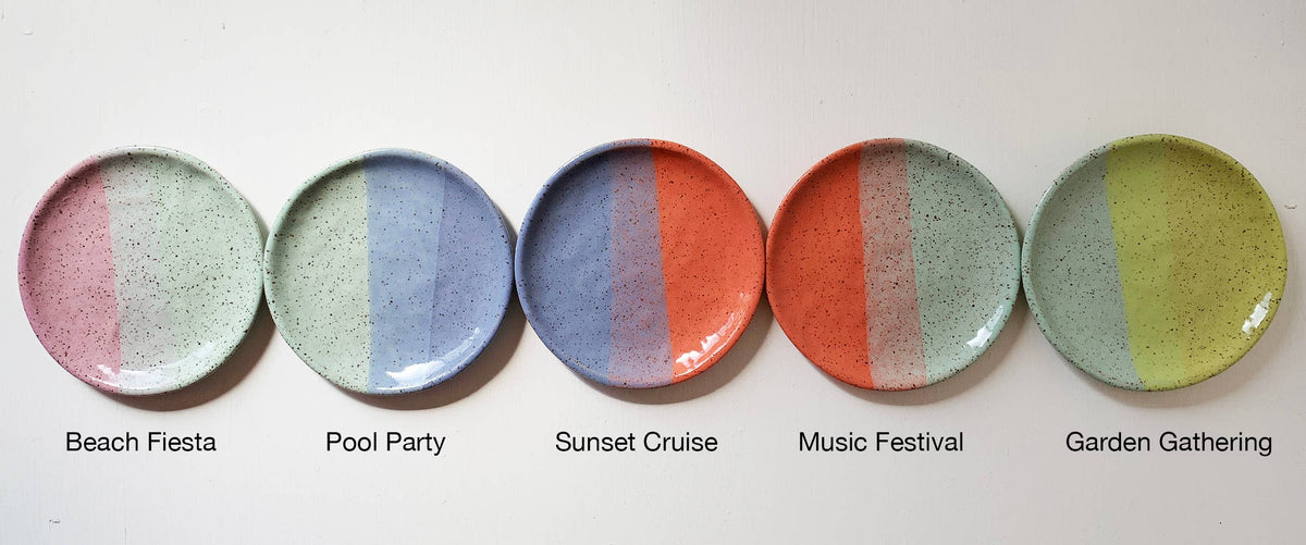 Small Oval Stoneware Platter: Pool Party