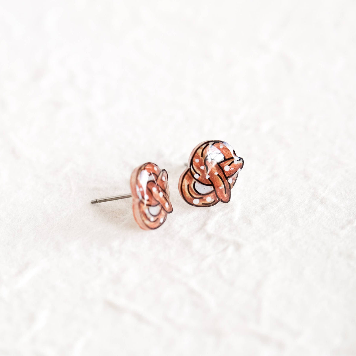 Cute Salted Pretzel Stud Earrings