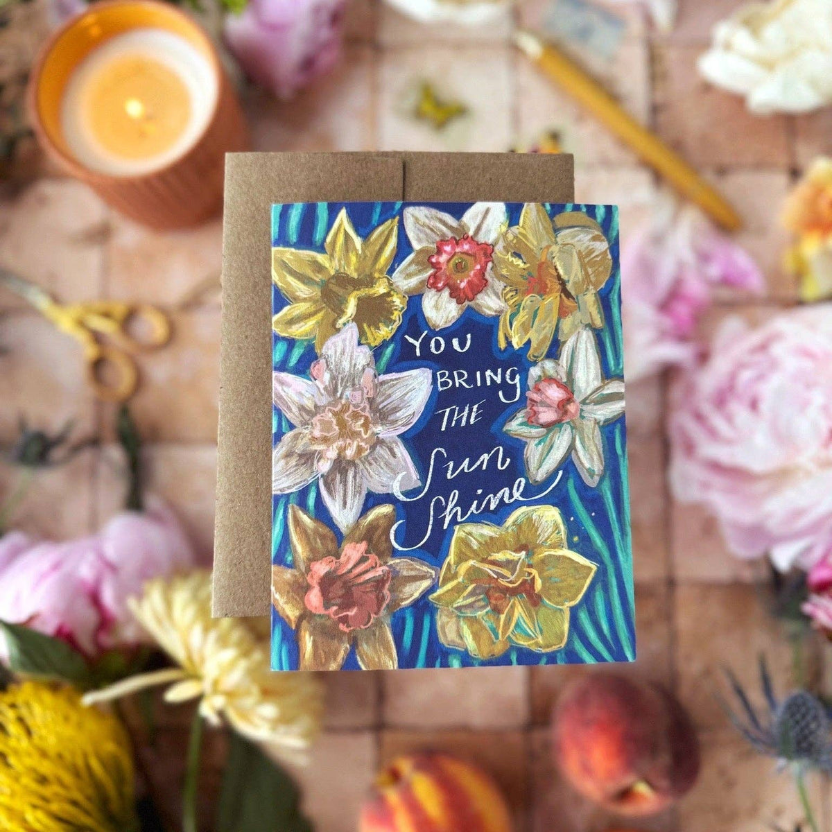 You Bring The Sunshine Daffodil Card — Thank you, Birthday, Friendship Card: Eco-friendly card pocket