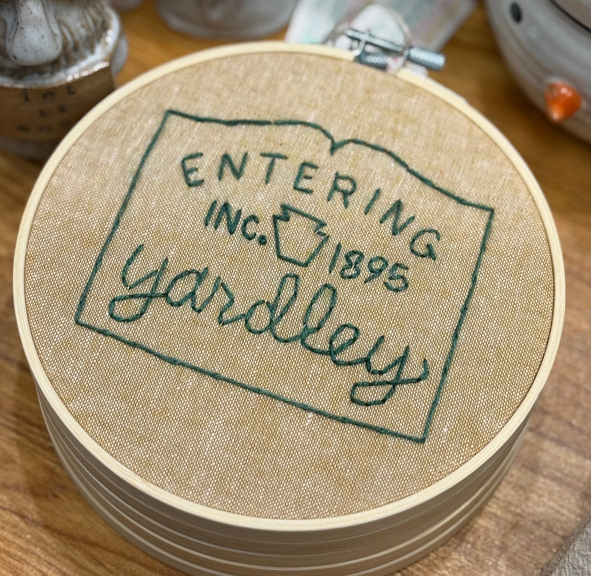 Yardley Town Sign Embroidery Hoop Art