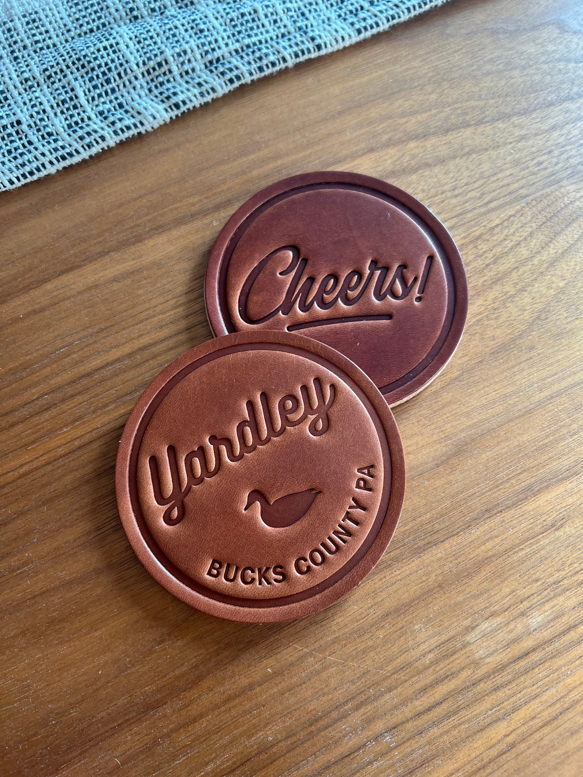 Bucks County Covered Bridge Leather Coaster