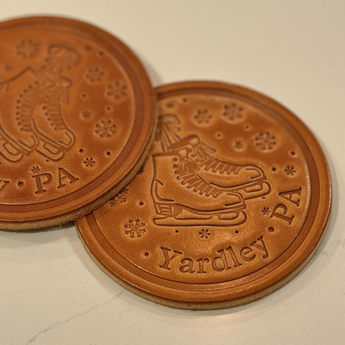 Yardley Ice Skates and Snowflakes Coaster