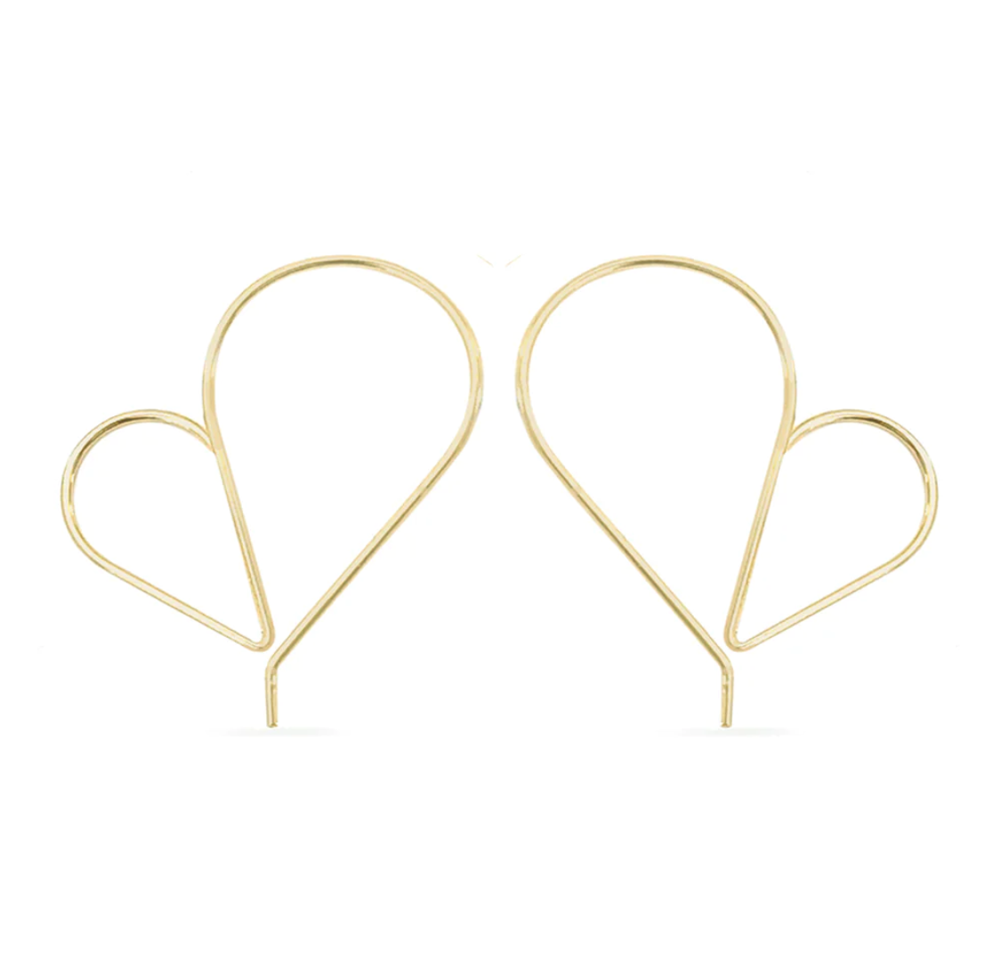Handmade tall gold artisan hoops with unique heart-inspired asymmetrical design, special gift option. - Amora Hoops—Tall