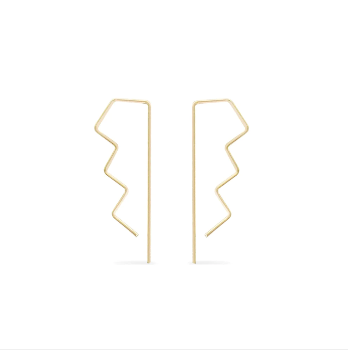 Handmade petite gold-tone zigzag hoop earrings, unique artisan design, perfect special gift. - Athena Hoops—Petite