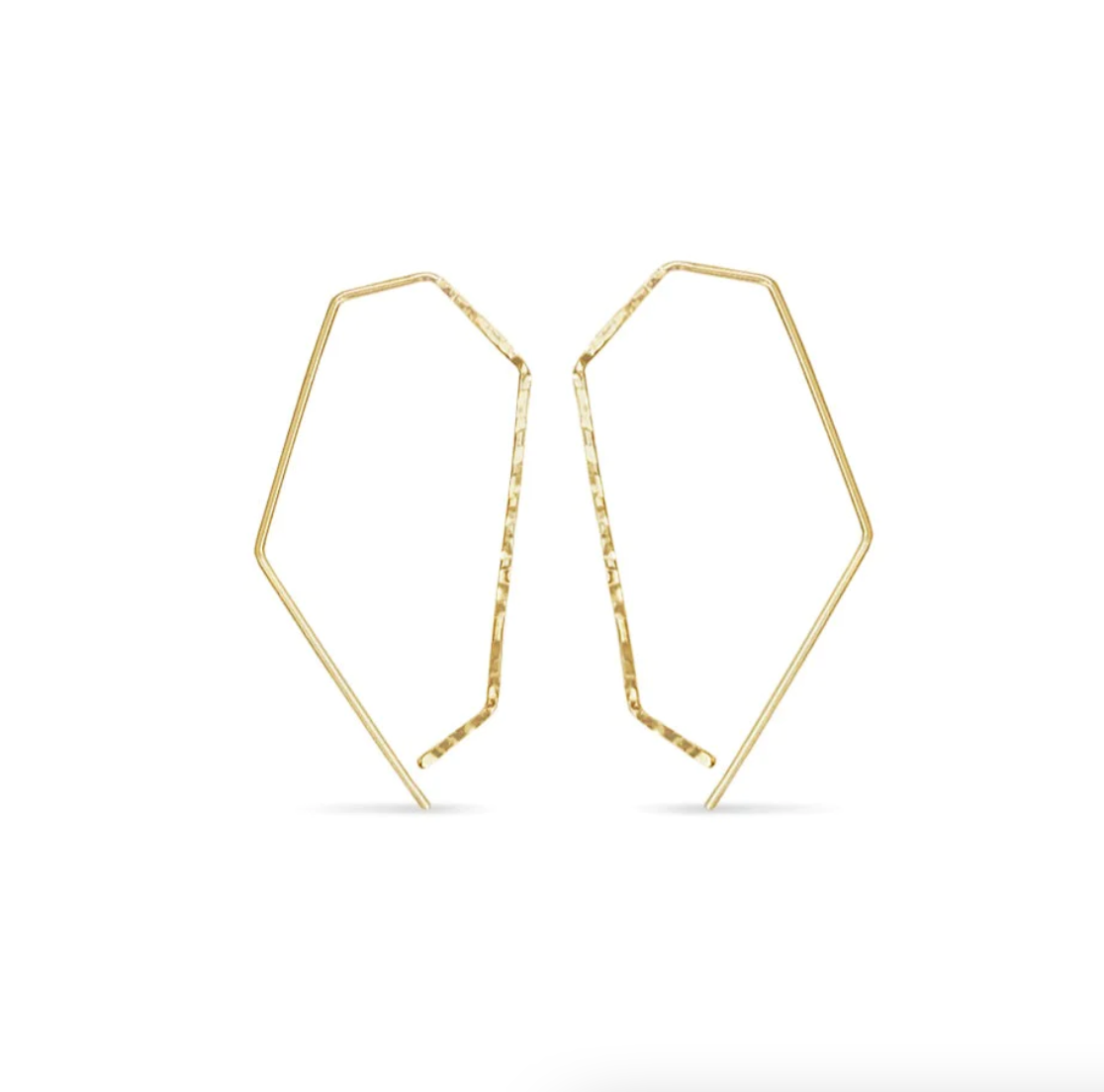 Handmade petite gold Axiom hoops with unique angular design, artisan-crafted gift earrings. - Axiom Hoops—Petite