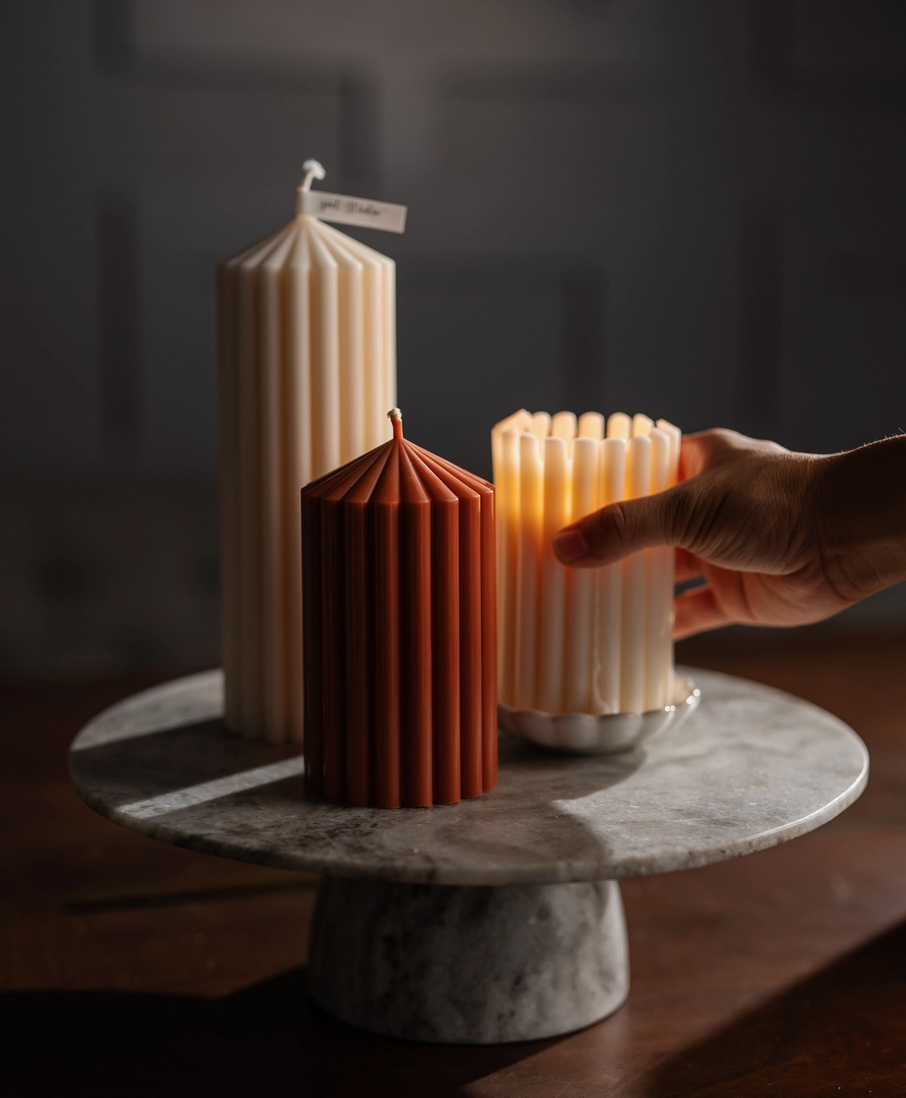 Ribbed Pillar Candles | Soy Wax