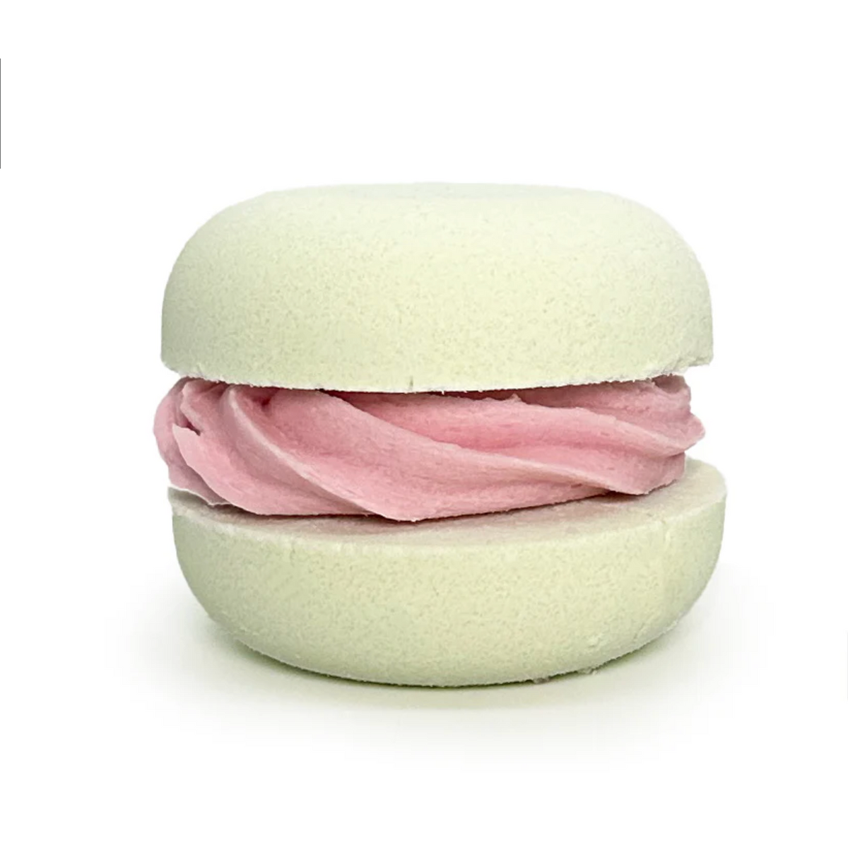 Macaron inspired bath bomb in pale green and pink