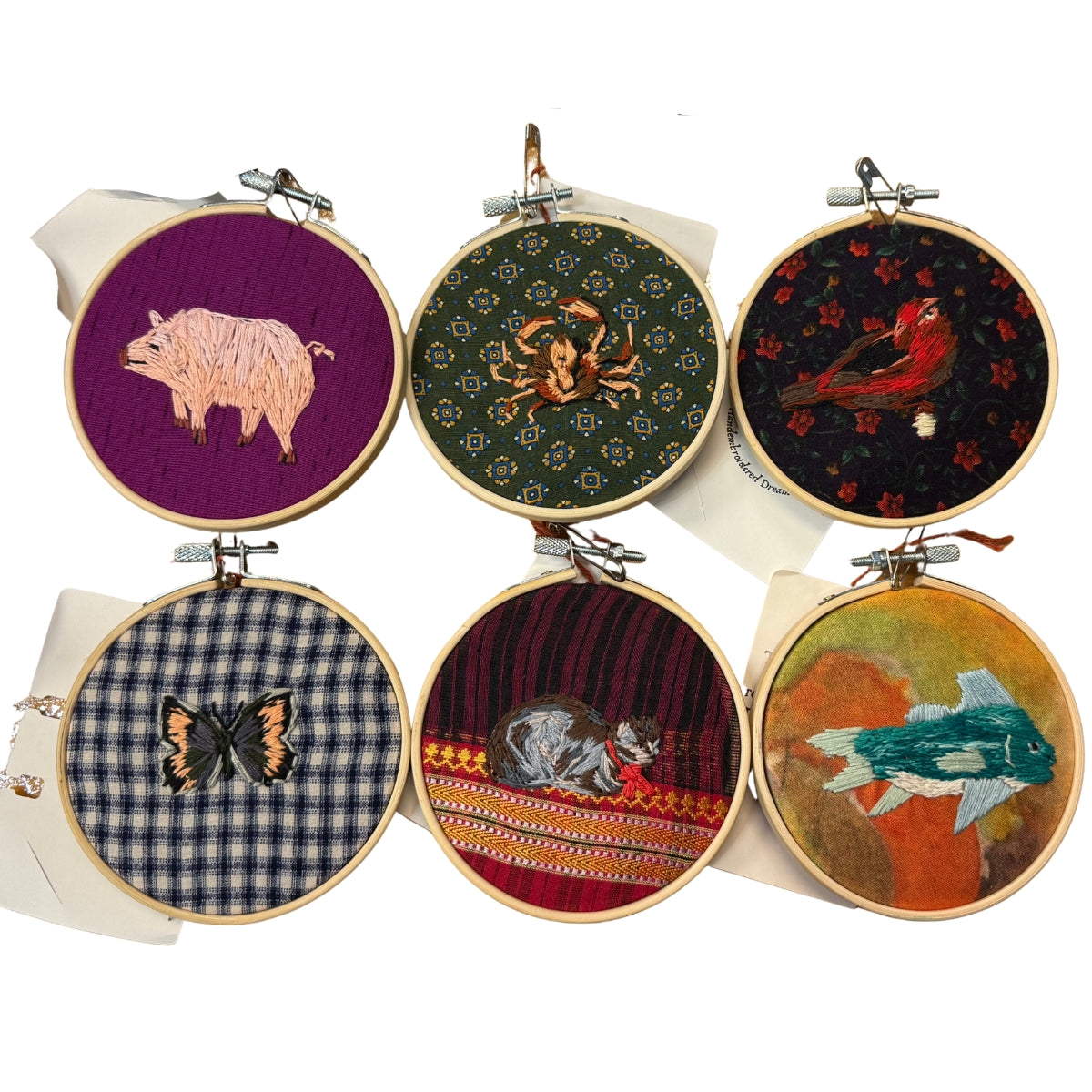 Hand-Embroidered Hoop Wall Art: Animals