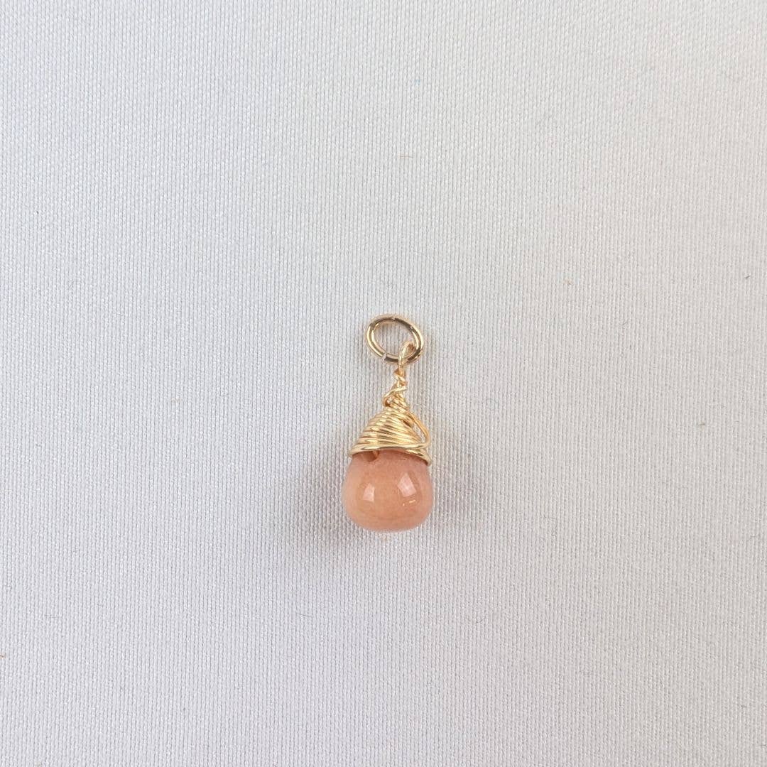 Friendship Peach Calcite Charm in Gold