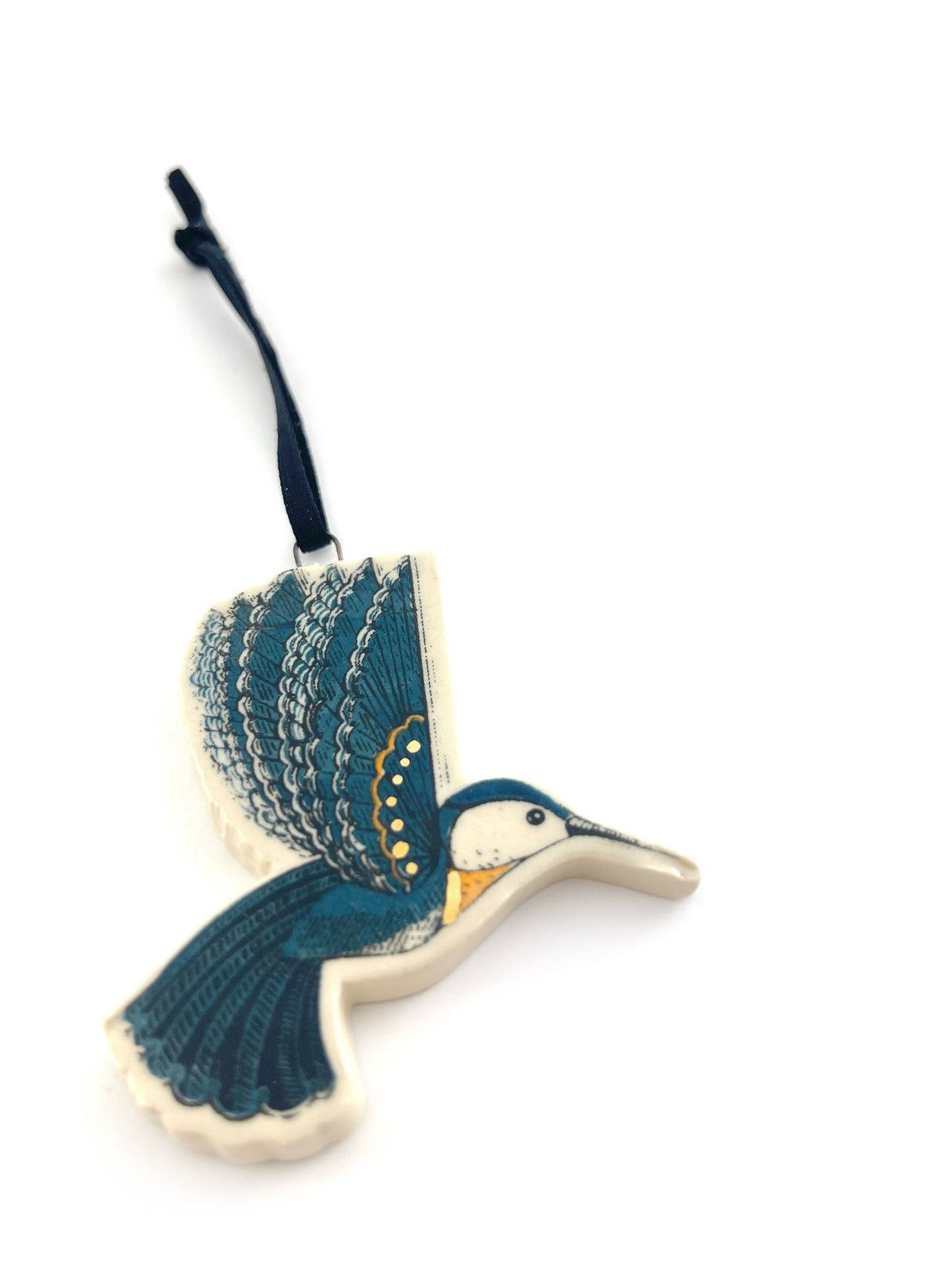 Hummingbird Christmas Ornament, Handmade Pottery Gift