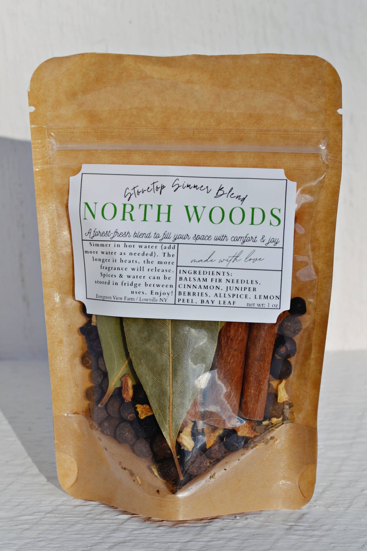 Simmer Pot Stovetop Spice Christmas Holiday "North Woods": Brown kraft standup pouch