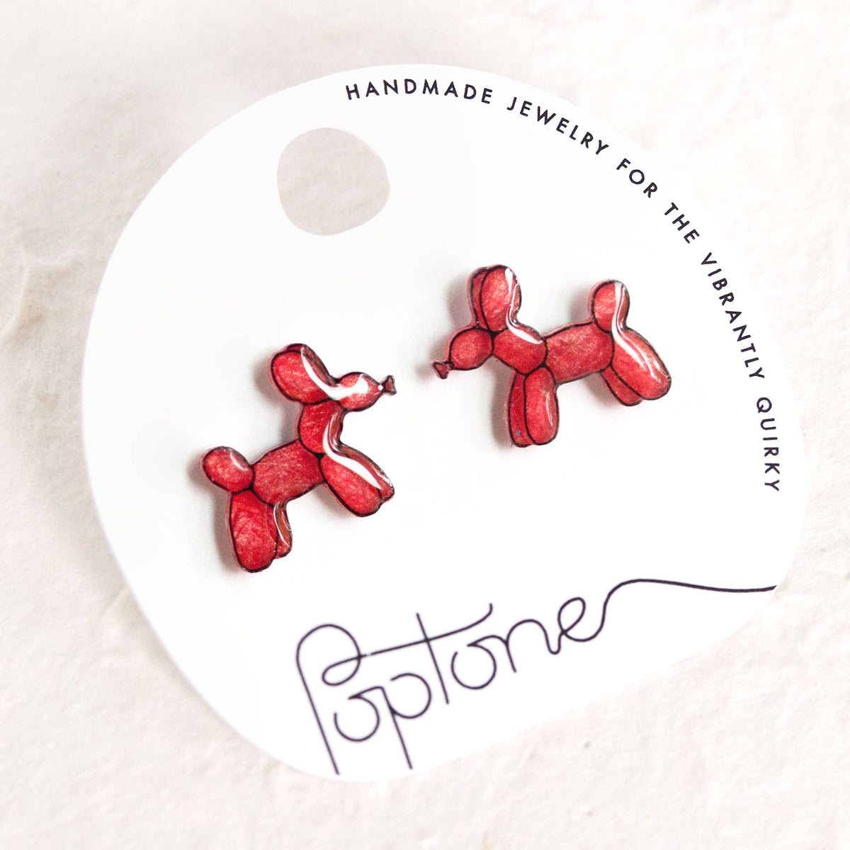 Red Balloon Dog Stud Earrings