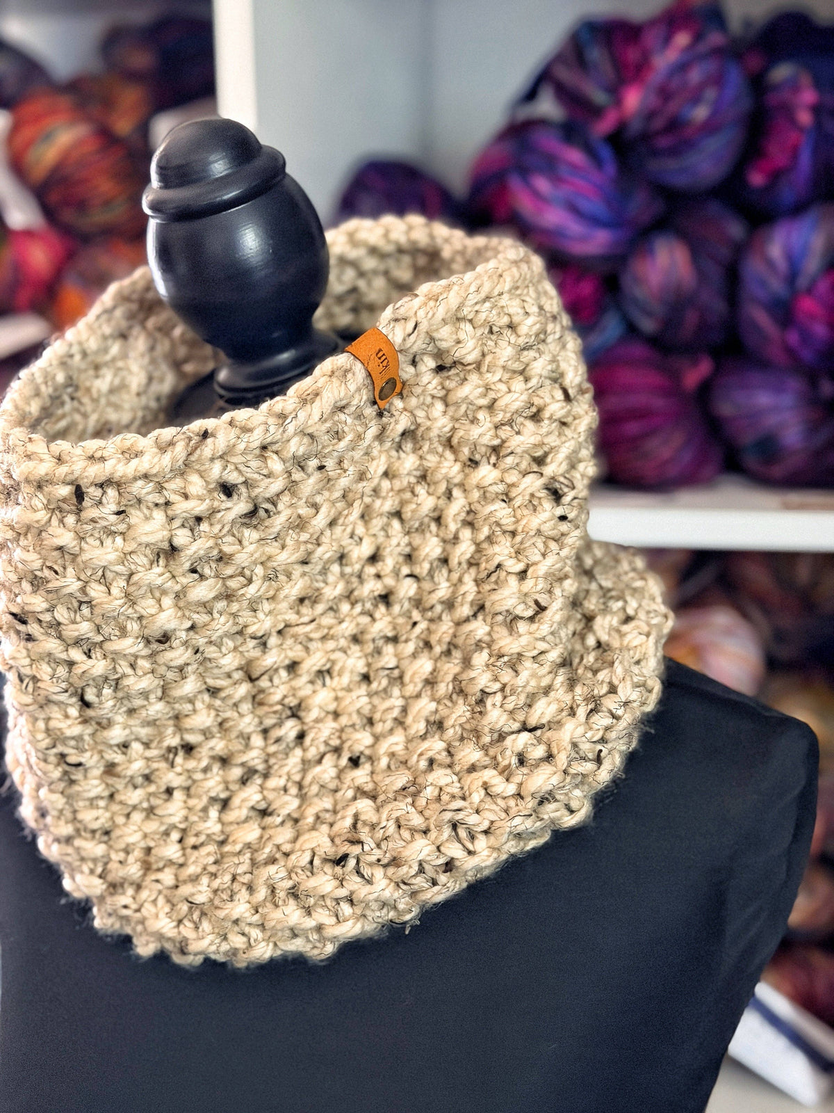 Seed Stitch Knit Cowl: Mustard