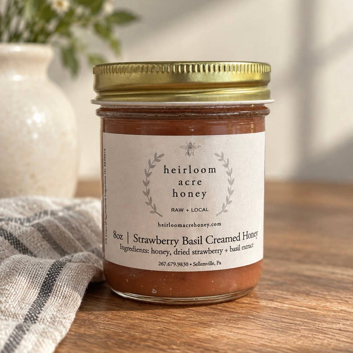 Strawberry Basil Creamed Honey 8oz