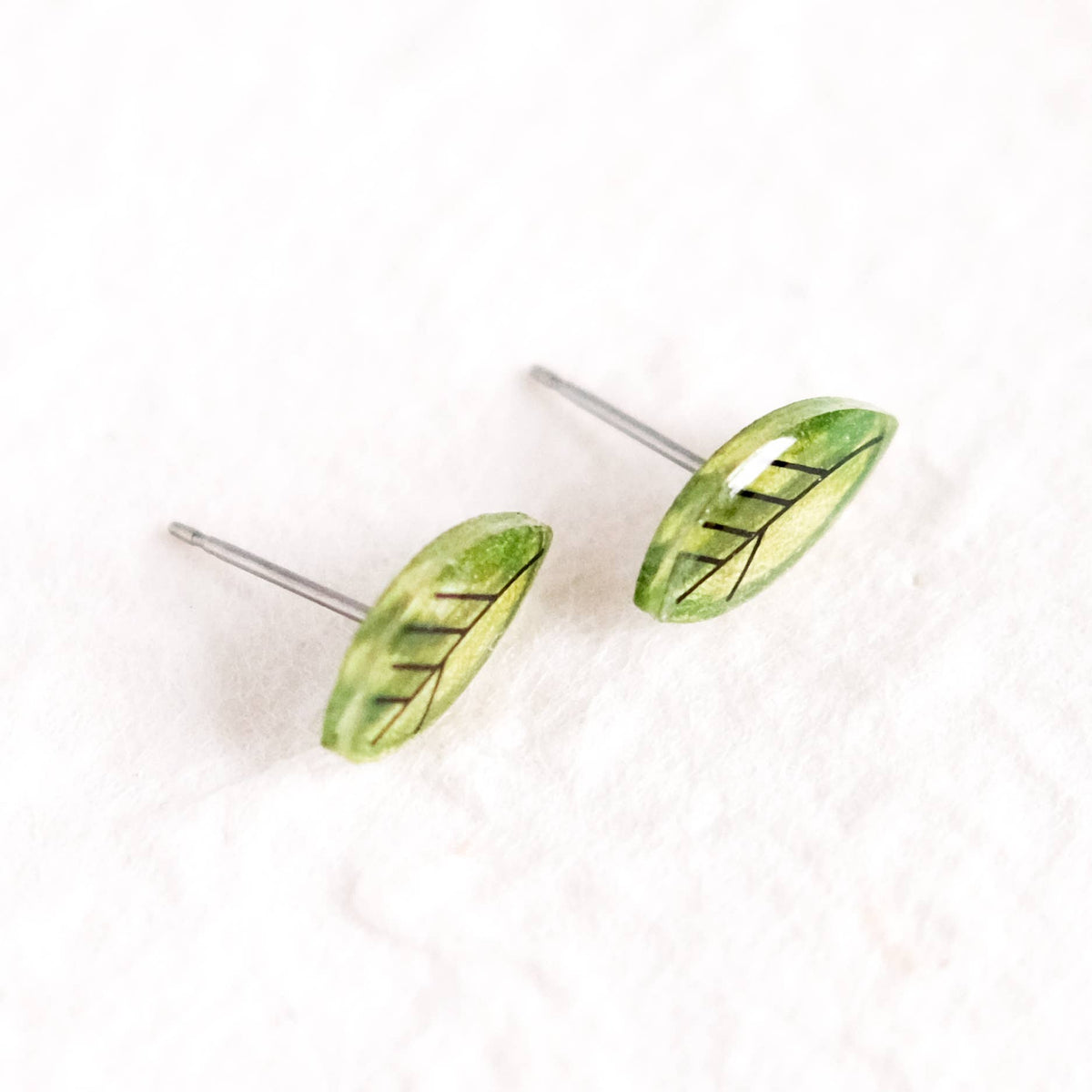 Mini Green Leaves Stud Earrings