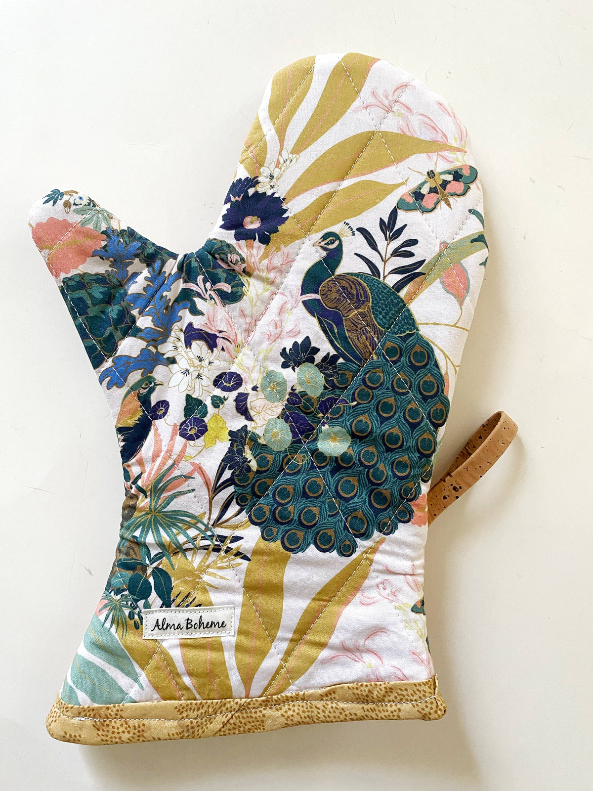 Peacock Cork Oven Mitt
