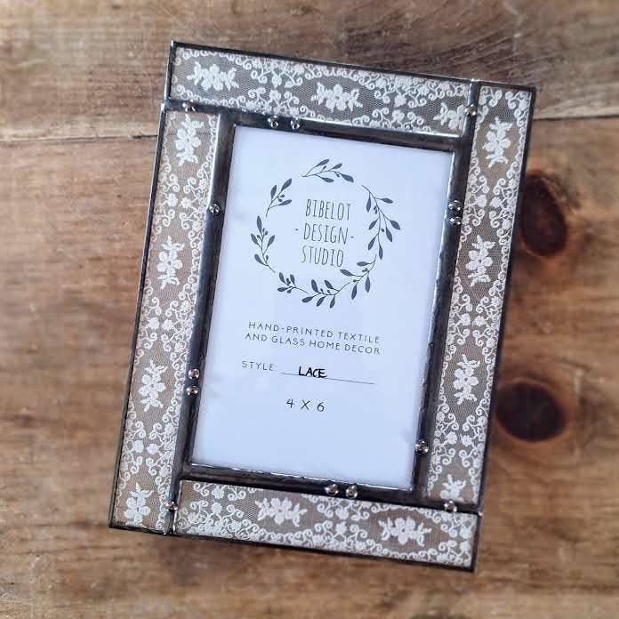 Handmade wooden 5x7 frame with intricate white lace floral patterns, unique artisan design, perfect gift decor. - Frame Lace: 5 x 7