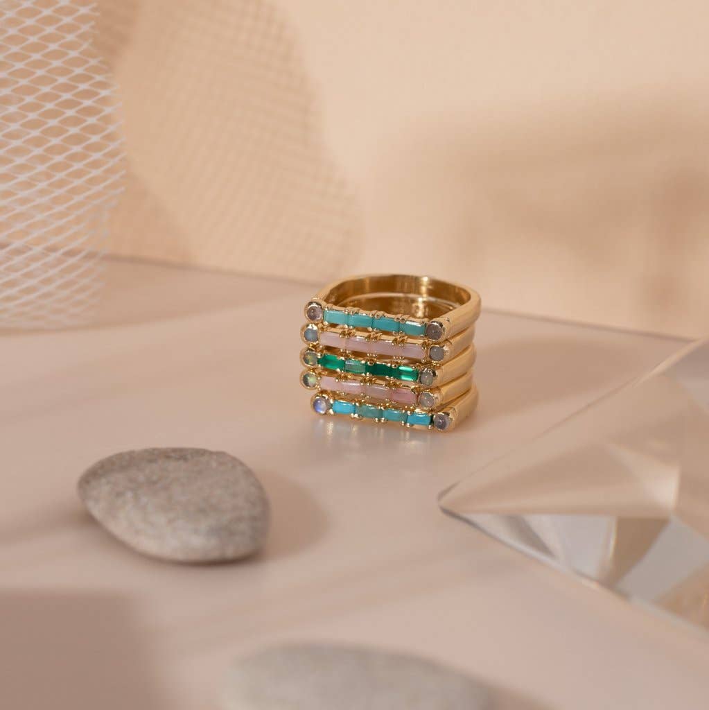 Cha Cha Bar Ring with Turquoise and Moonstone